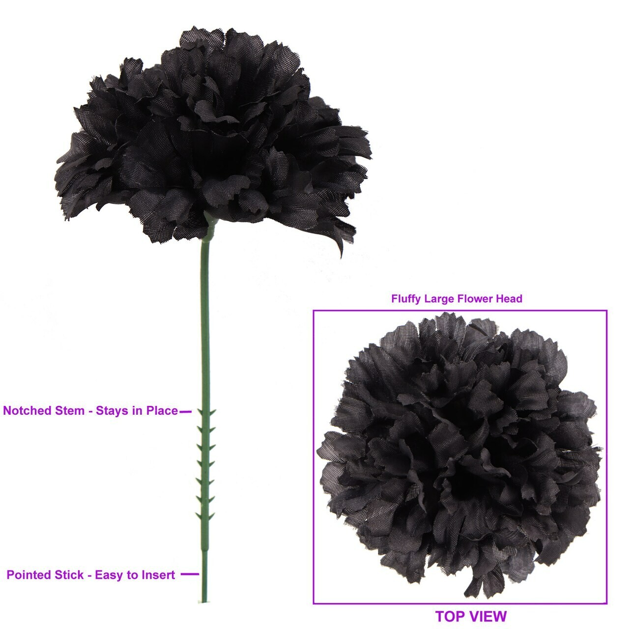 Box of 200: Artificial Carnation Flower Picks | 5″ Long | 3.5″ Wide
