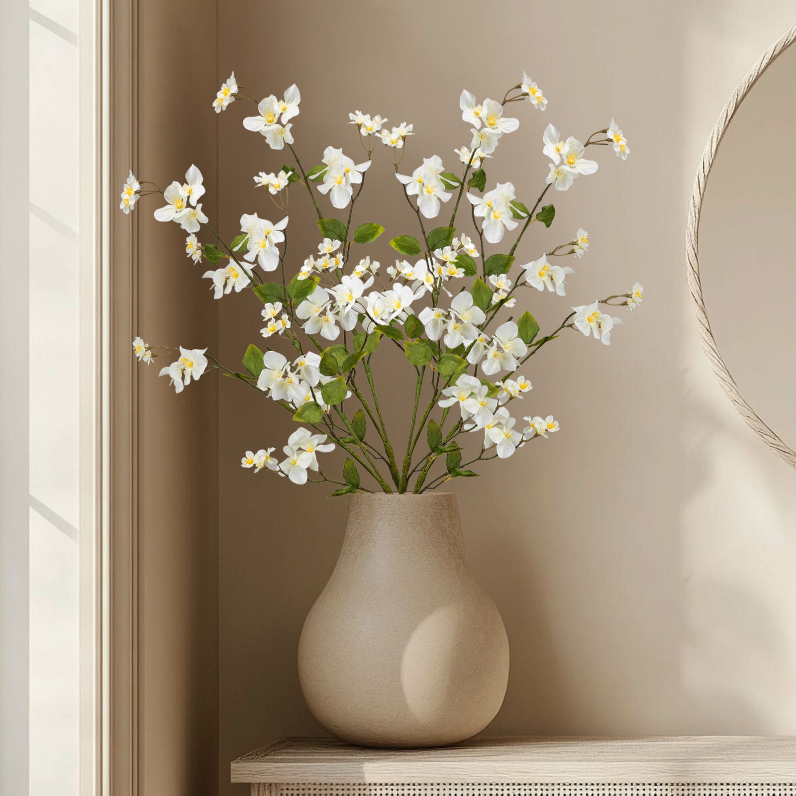 Northlight Japanese Anemone Artificial Floral Sprays – 45.5″ – White and Yellow
