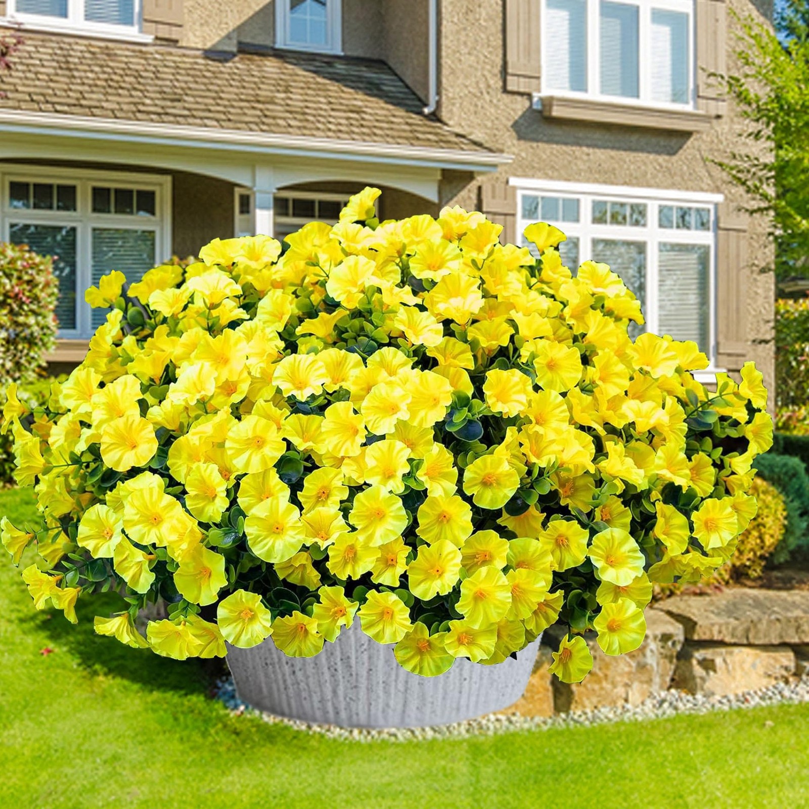 Artificial Outdoor Flowers 16 Bundles Fake Morning Glory Flower Outdoor UV Re…