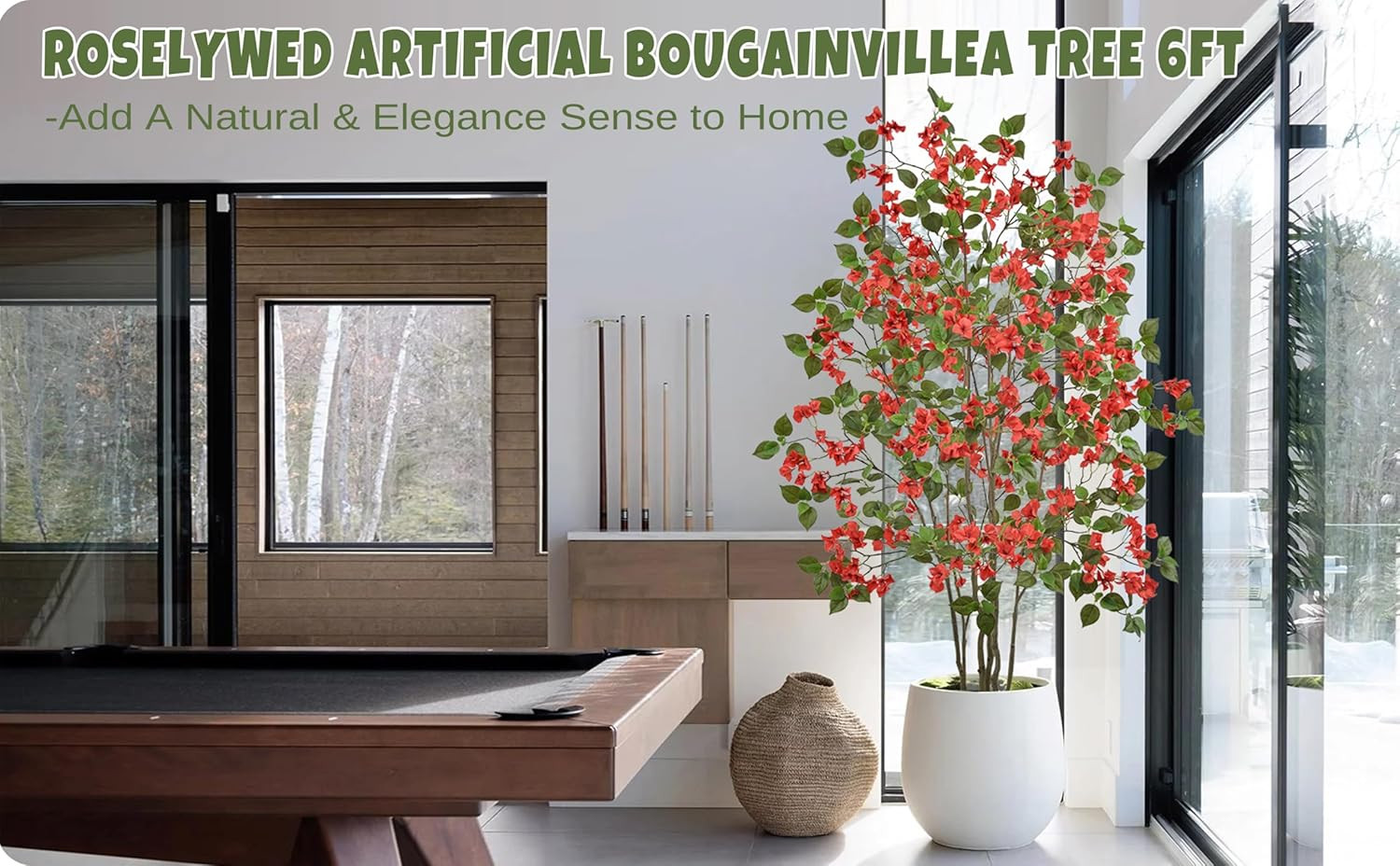 6FT Artificial Bougainvillea Tree with 270 Flowers for Indoor/Outdoor Decor