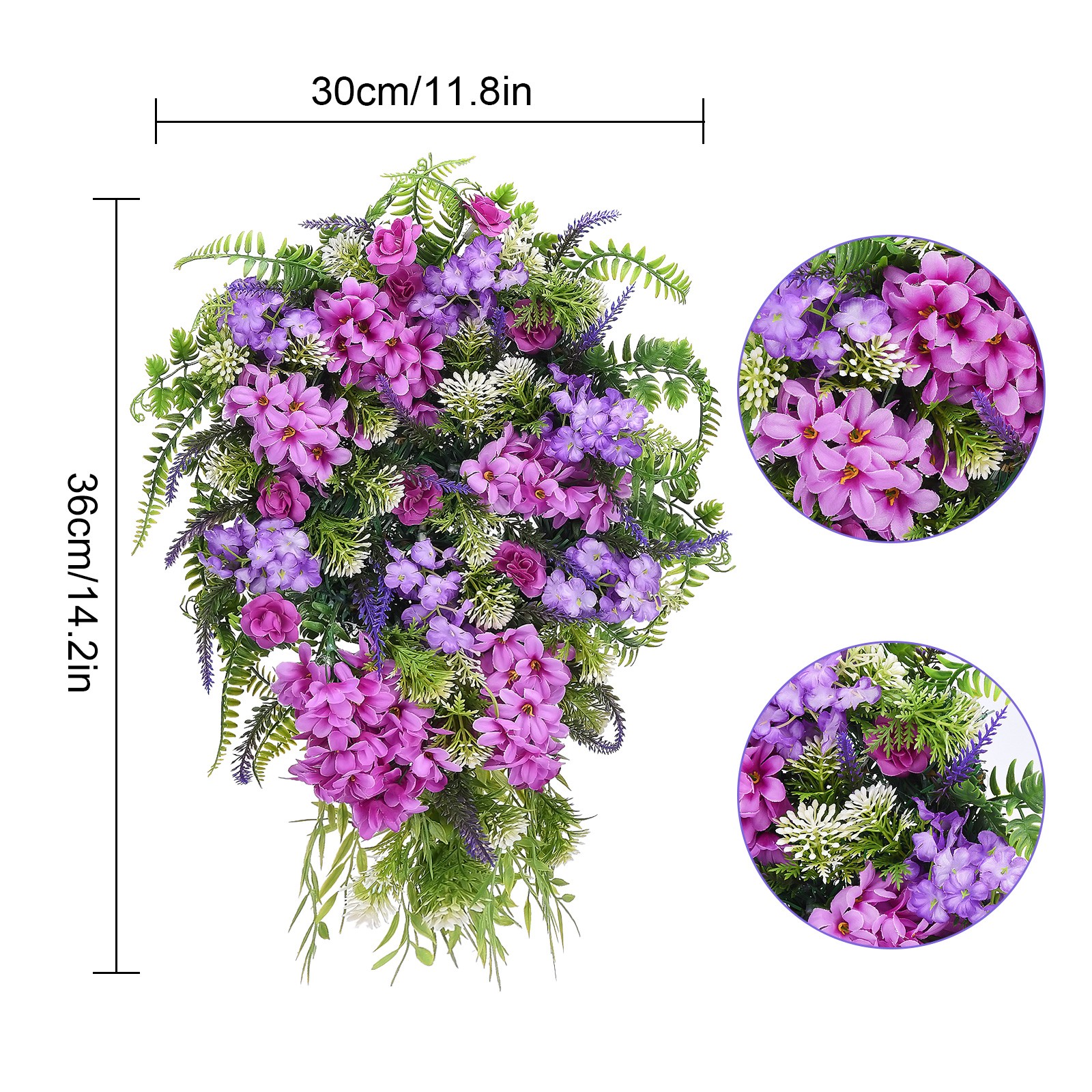 Large Purple Floral Wreath Style B Decor