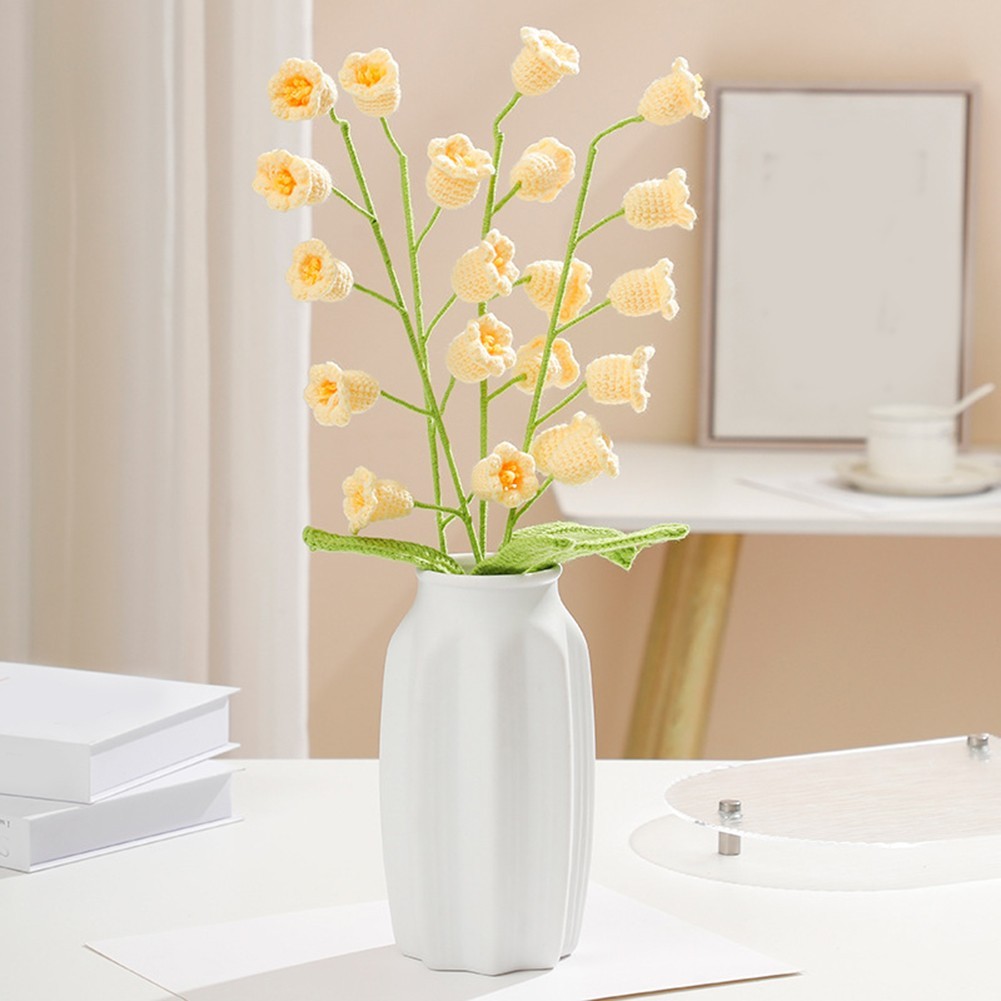 Contemporary home decor Handmade lily of the valley bouquet with wool