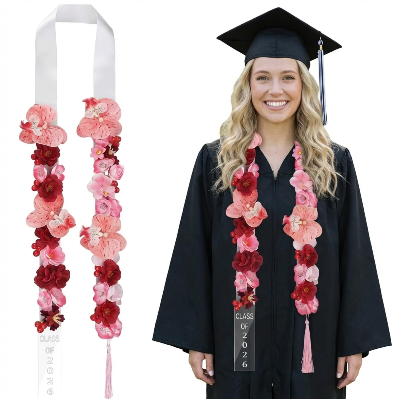 1 Pcs Graduation Lei 2026 Artificial Graduation Candy Lei Ribbon Phalaenopsis…