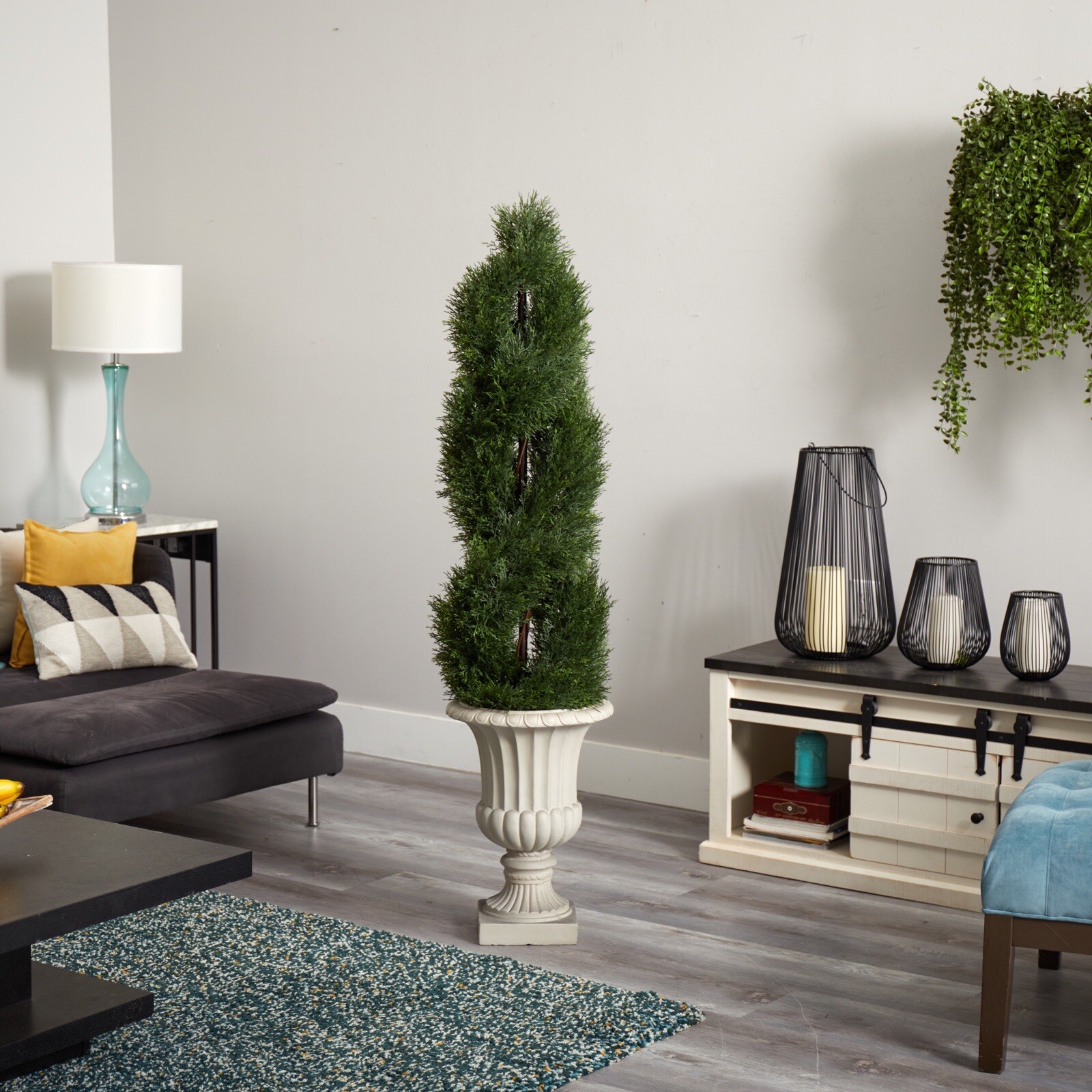 5’ Cedar Cypress Topiary Pond Spiral Tree UV Indoor/Outdoor. Retail $448