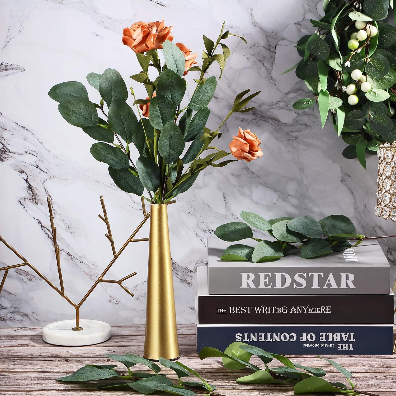 40 Pcs Fake Eucalyptus Stems for Wedding Bouquets & Home Decor Centerpieces