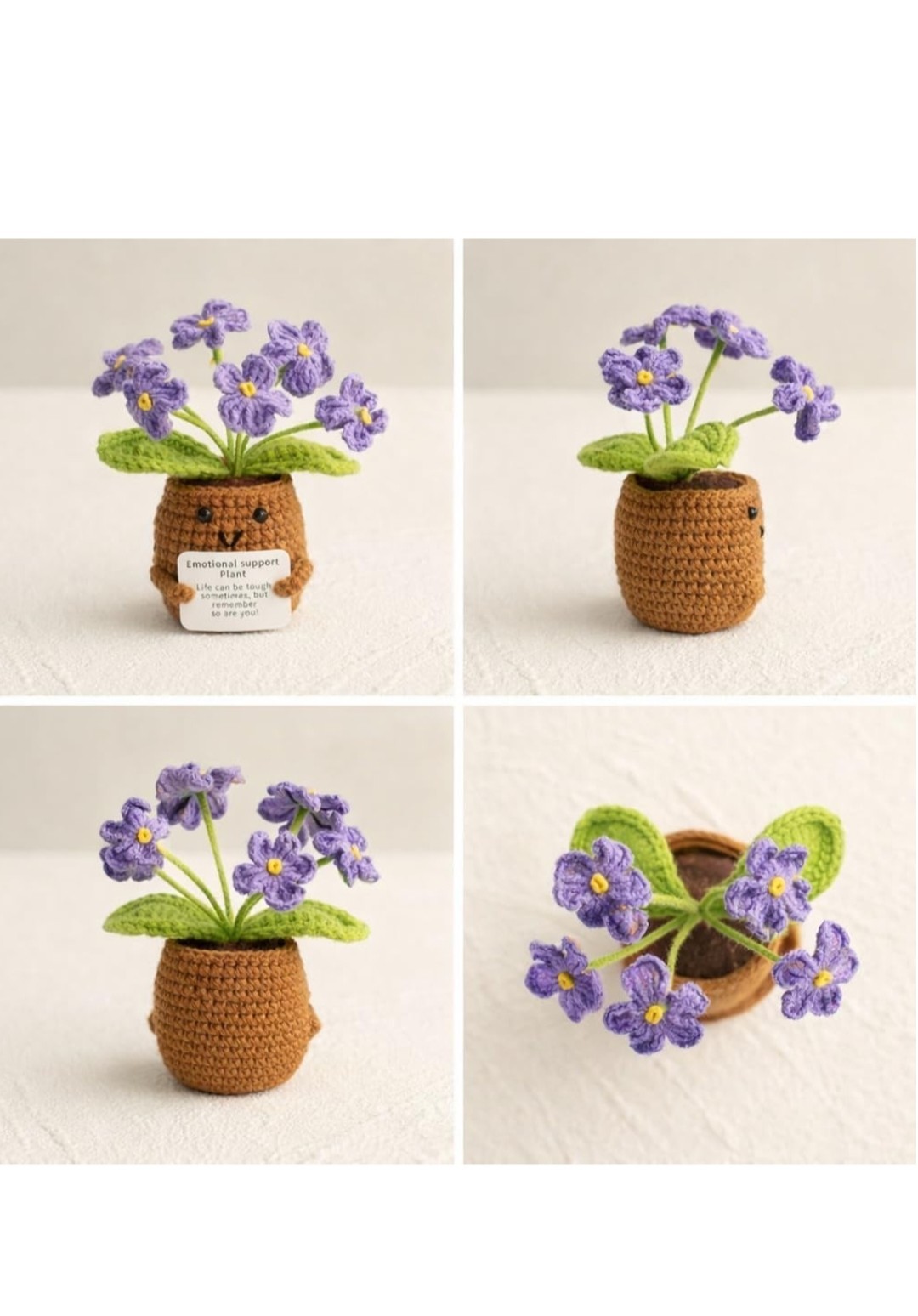 12CM Height Emotional Support Crochet Flower Plant, Handmade Cut Decor