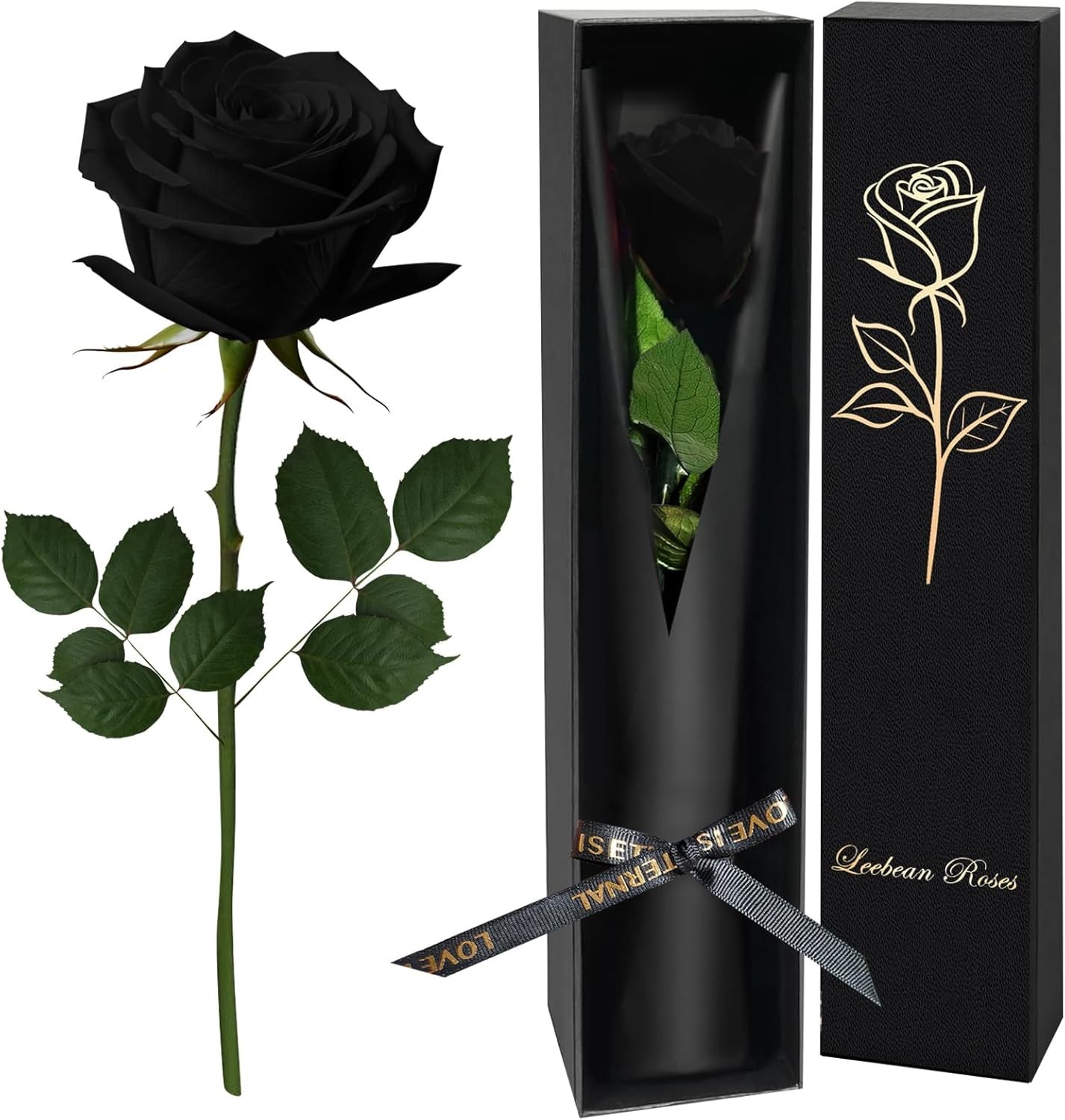 Single Black Preserved Rose in Gift Box – Perfect Anniversary & Valentine’s Gift