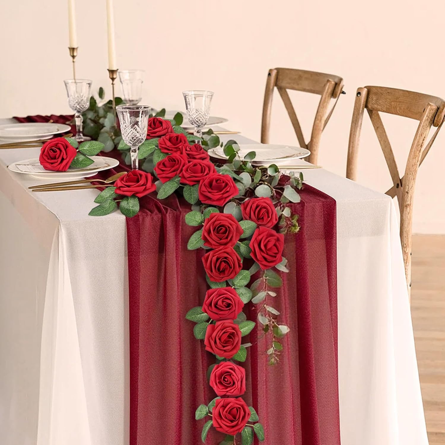 Realistic Foam Red Roses Bulk – 50pc Set