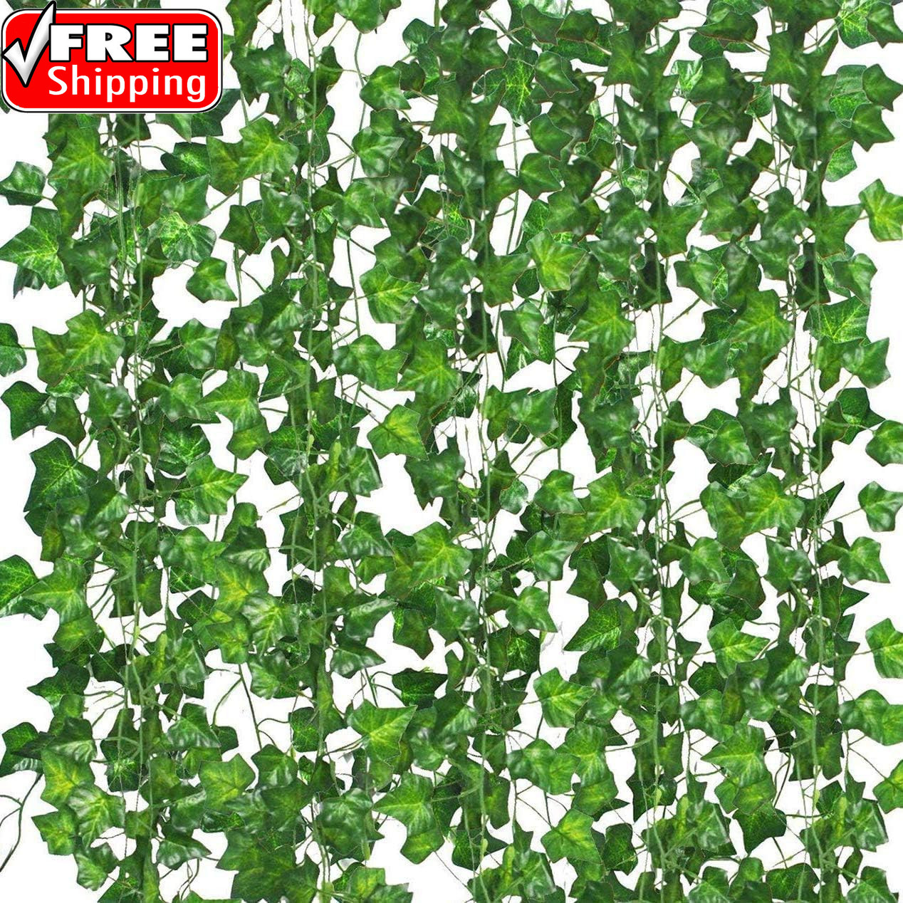 12 Pack Fake Vines for Room Decor Artificial Ivy Garland with Clip Green Flowers