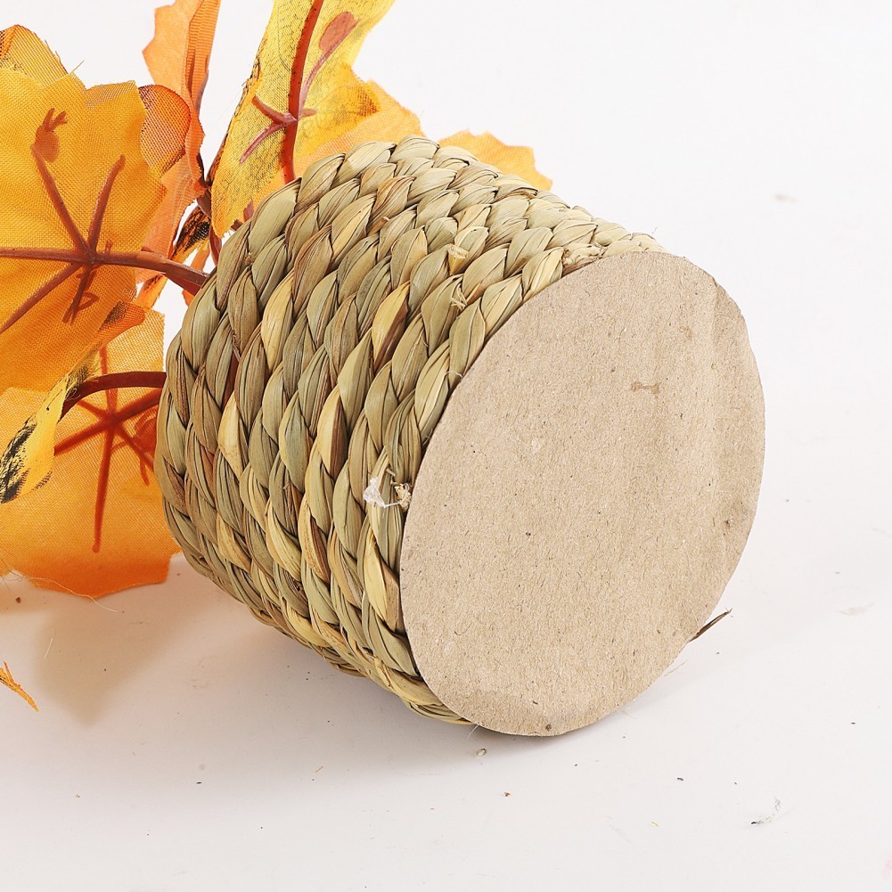 Lightweight Artificial Maple Leaf Decor in Handwoven Grass Pot for Easy Storage