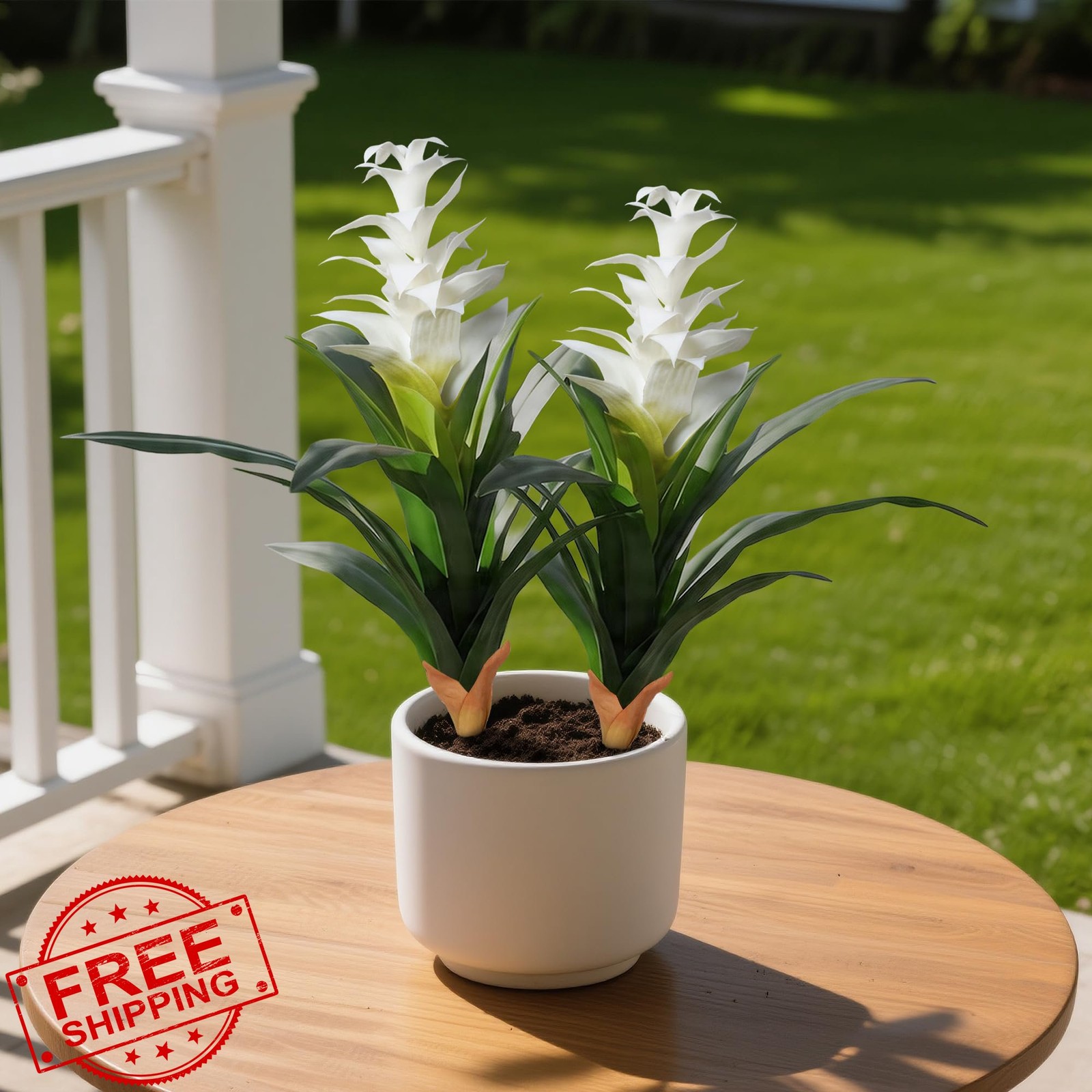Ivydale Fake Flowers Bromeliad White 16.93″ 2 Pcs