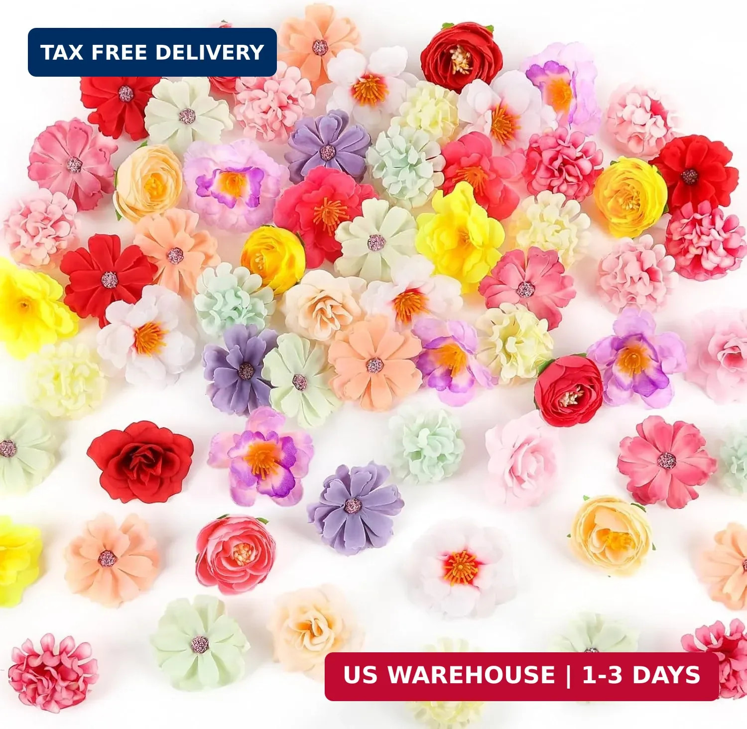 ATTGREAT Fake Flower Heads Mini Silk Flowrs Bulk Small Flower 3D Loose Faux Dais