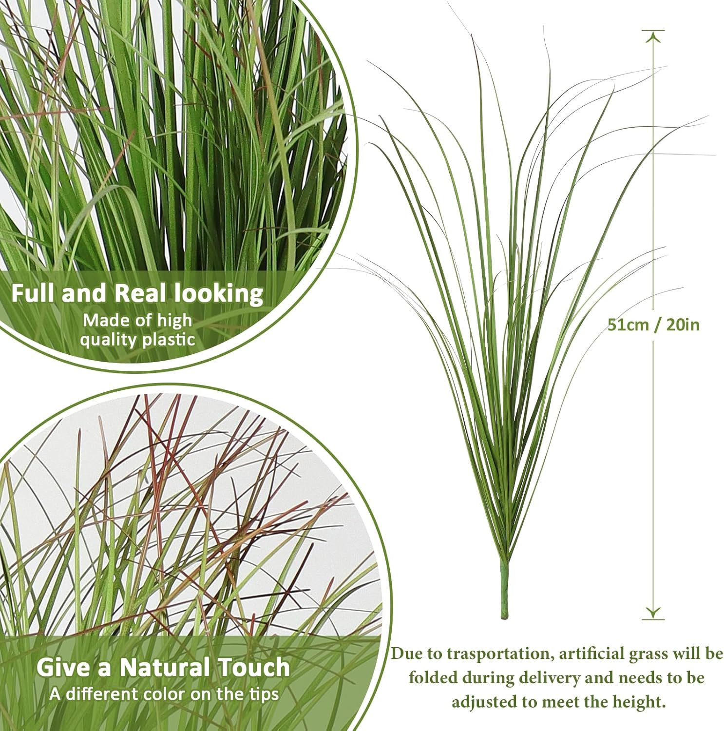 14 Bundles Artificial Onion Grass Plants Outdoor 20 Inch Fake Shrubs Artificial