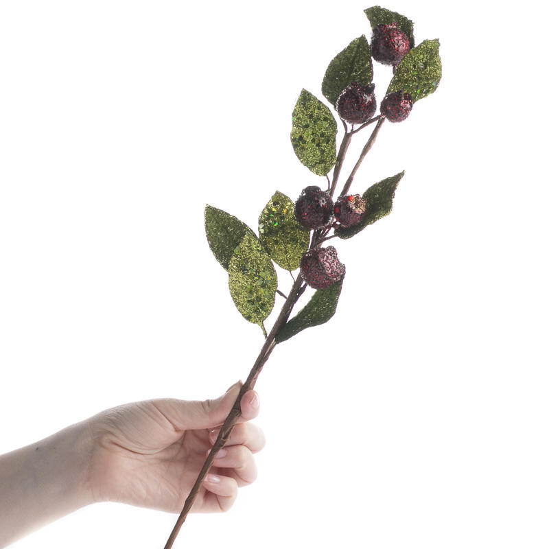 Pack of 4 Burgundy Glittered Artificial Berry 18″ Floral Sprays