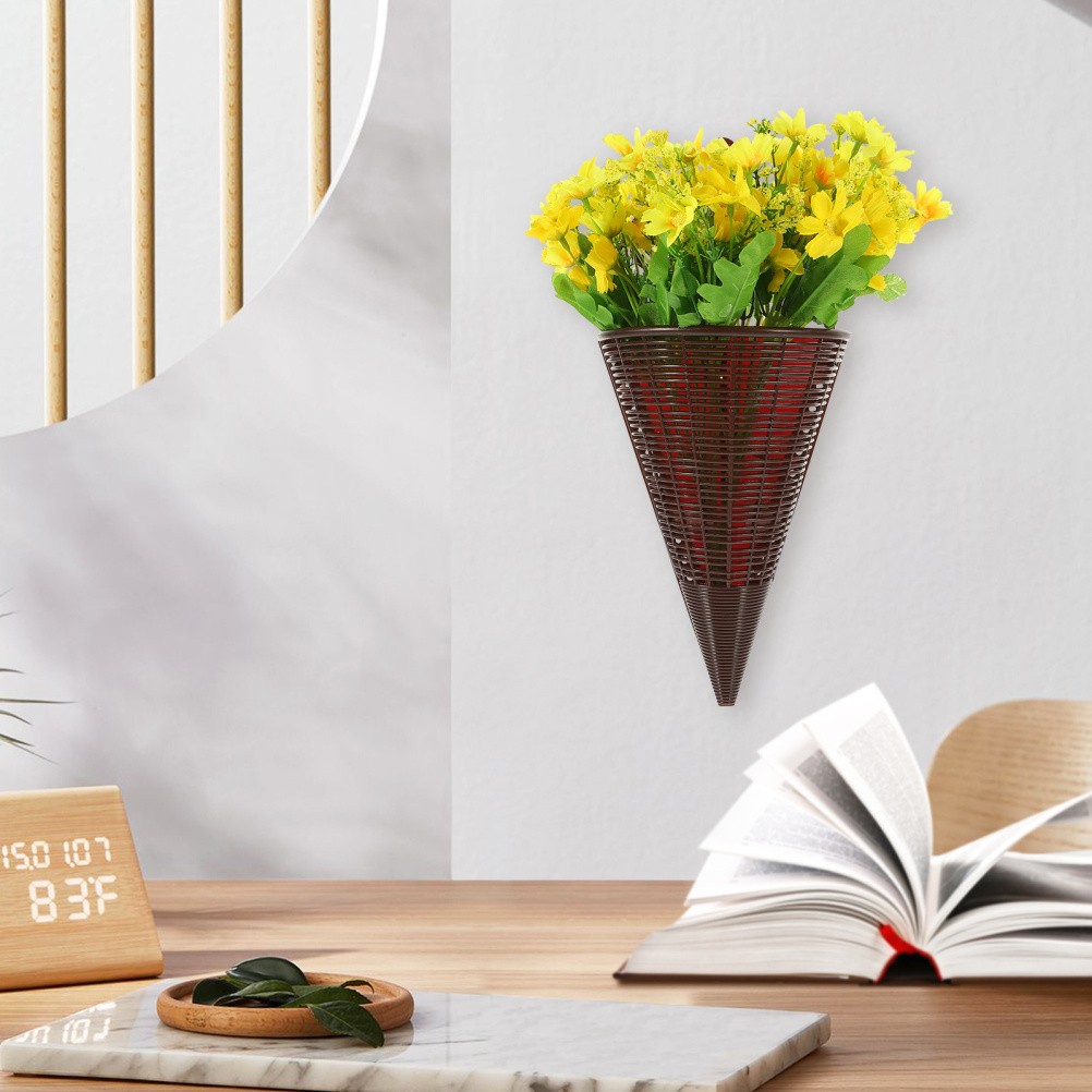 Realistic Yellow Artificial Flower Basket for Door Hanging Decorative Display