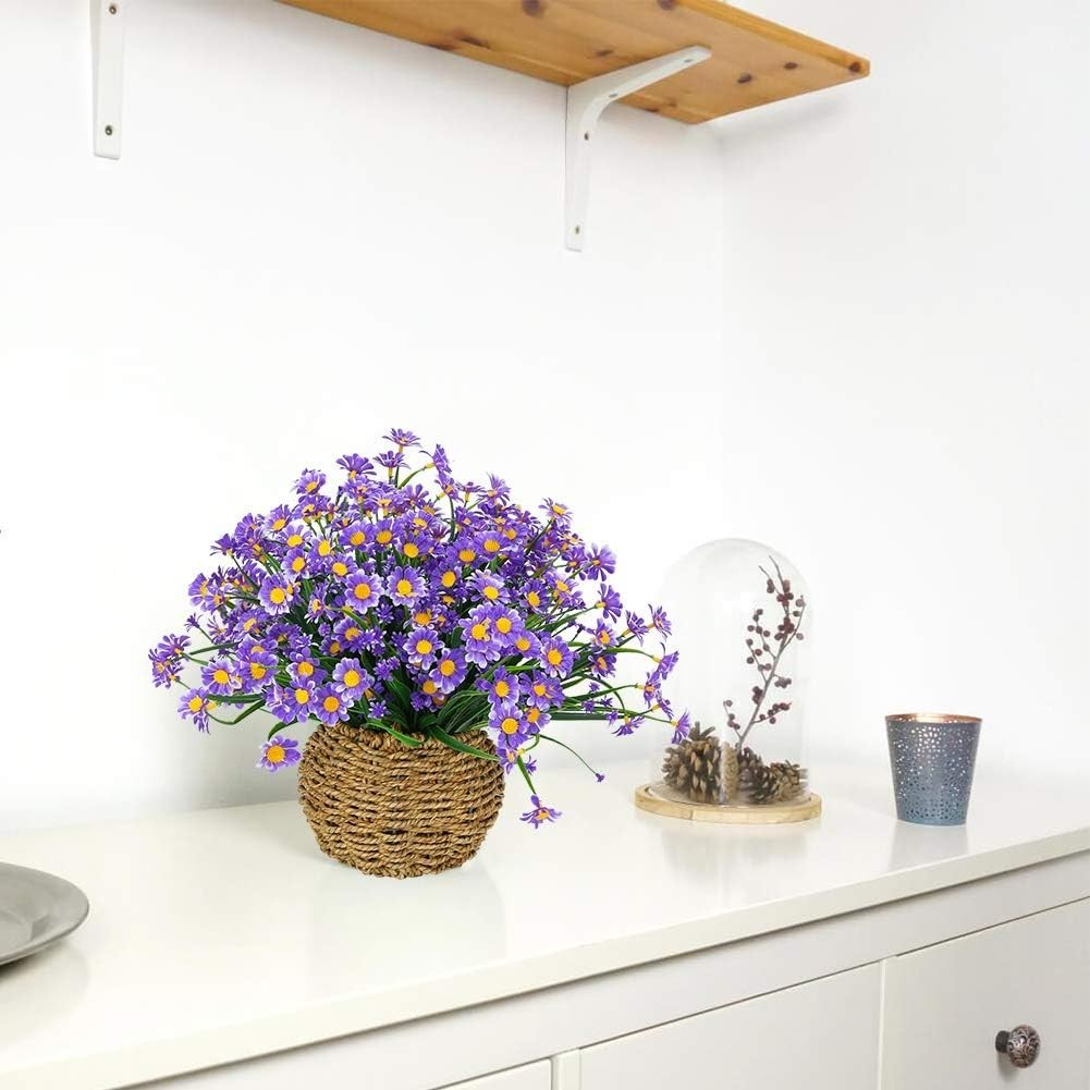 4 Bundles of Lifelike Artificial Daisies – Eco-Friendly Indoor/Outdoor Decor