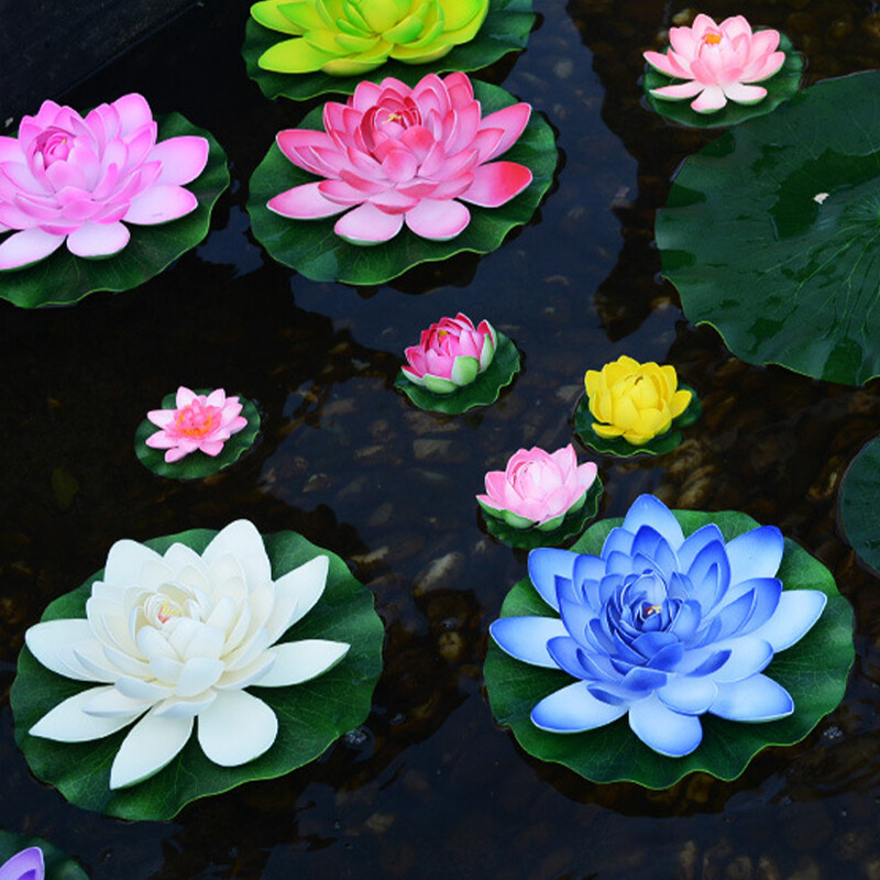 10cm/17cm Simulated Lotus Flower Fake Plant Pond Decor Artificial Water Lily.