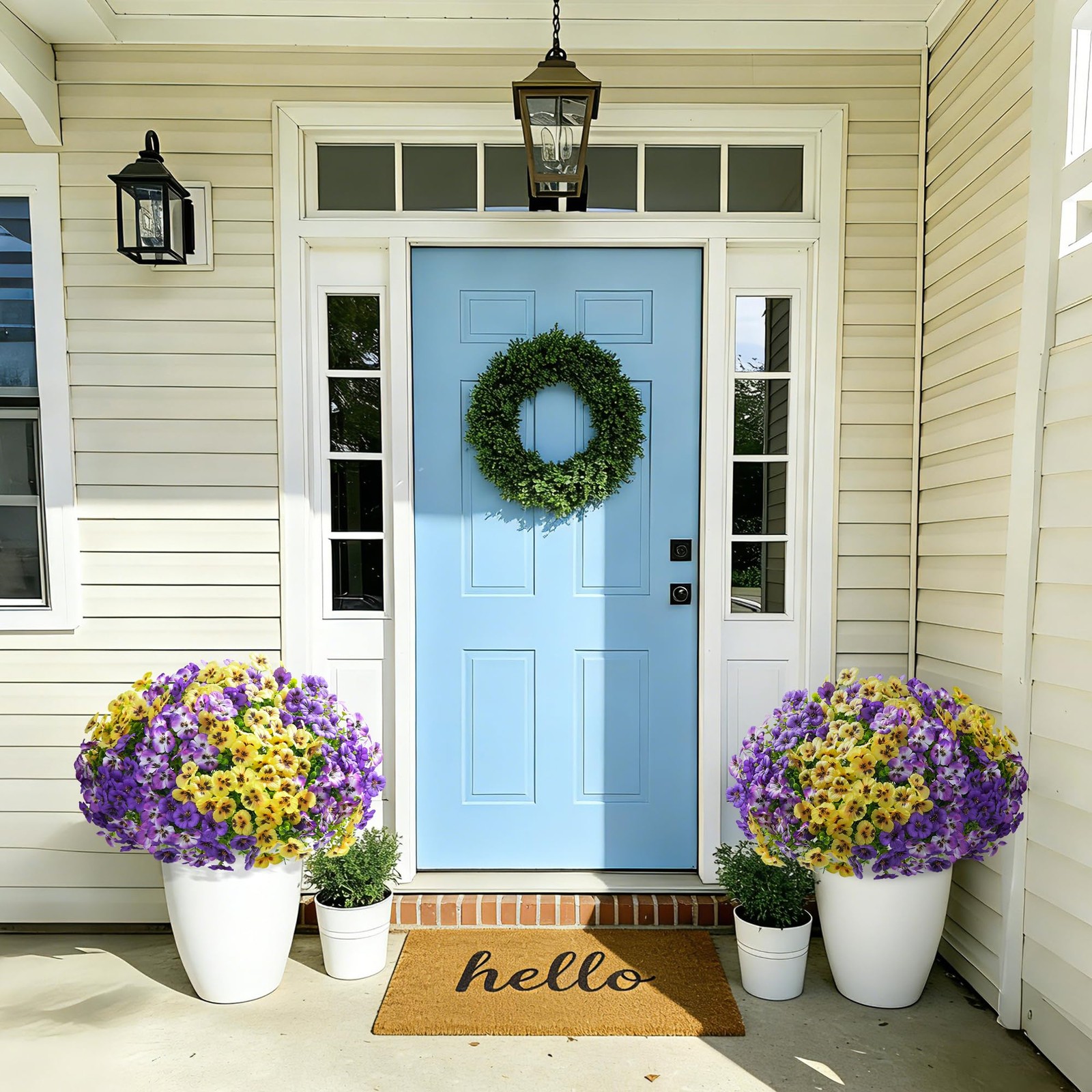 20PCS Artificial Fake Pansy Flowers for Outdoors Spring Summer Decor,Faux Sil…