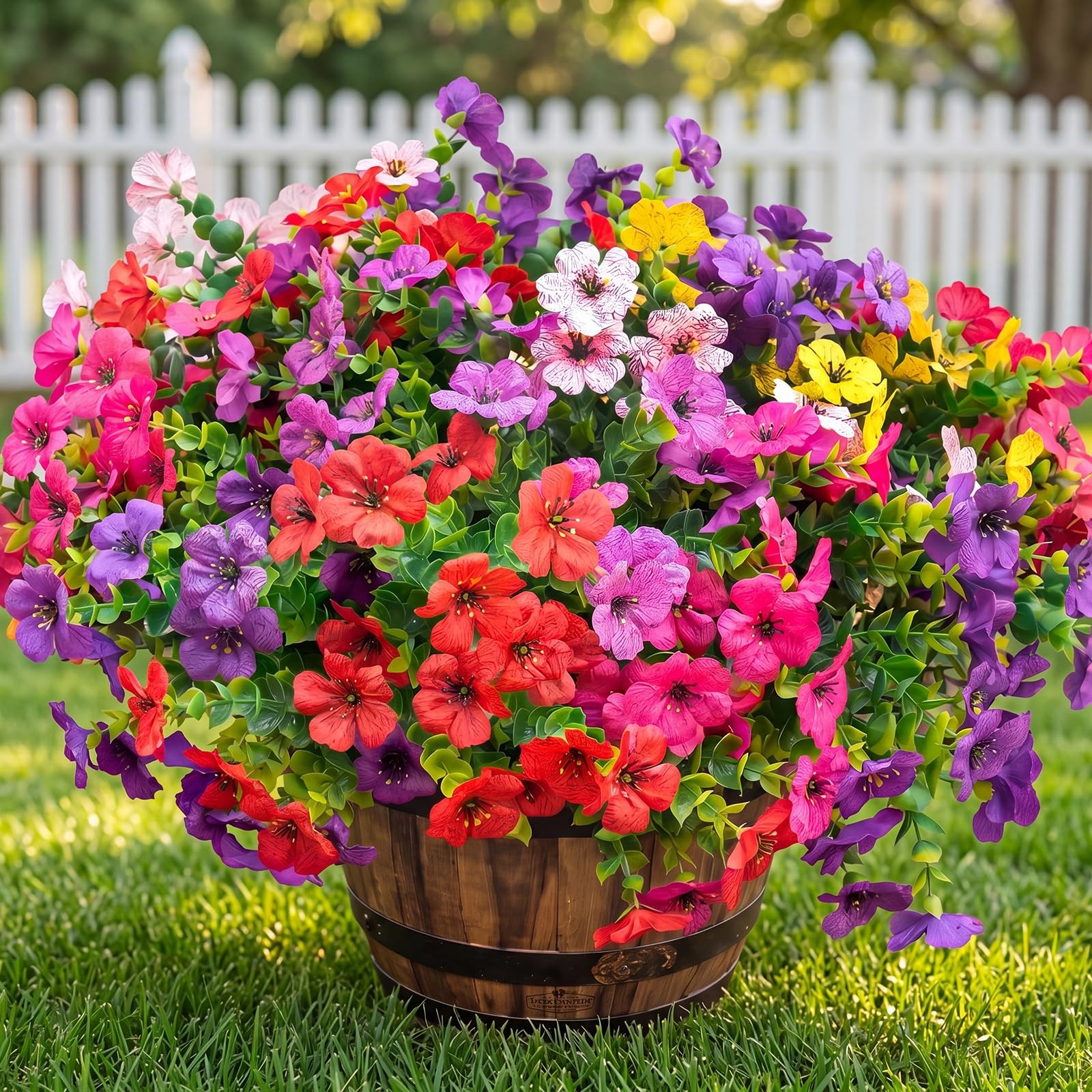 Artificial Violet Flowers Outdoor UV Resistant, 16-Stem Multi Pack Faux Purpl…
