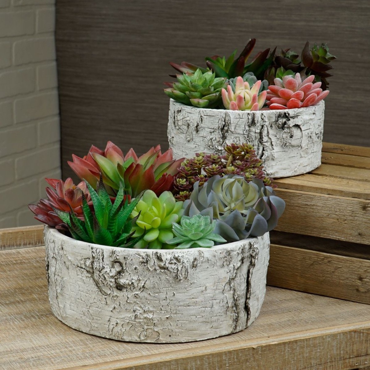 Mini Artificial Succulent Plant Fake Plastic Flower Container Garden Home Decor