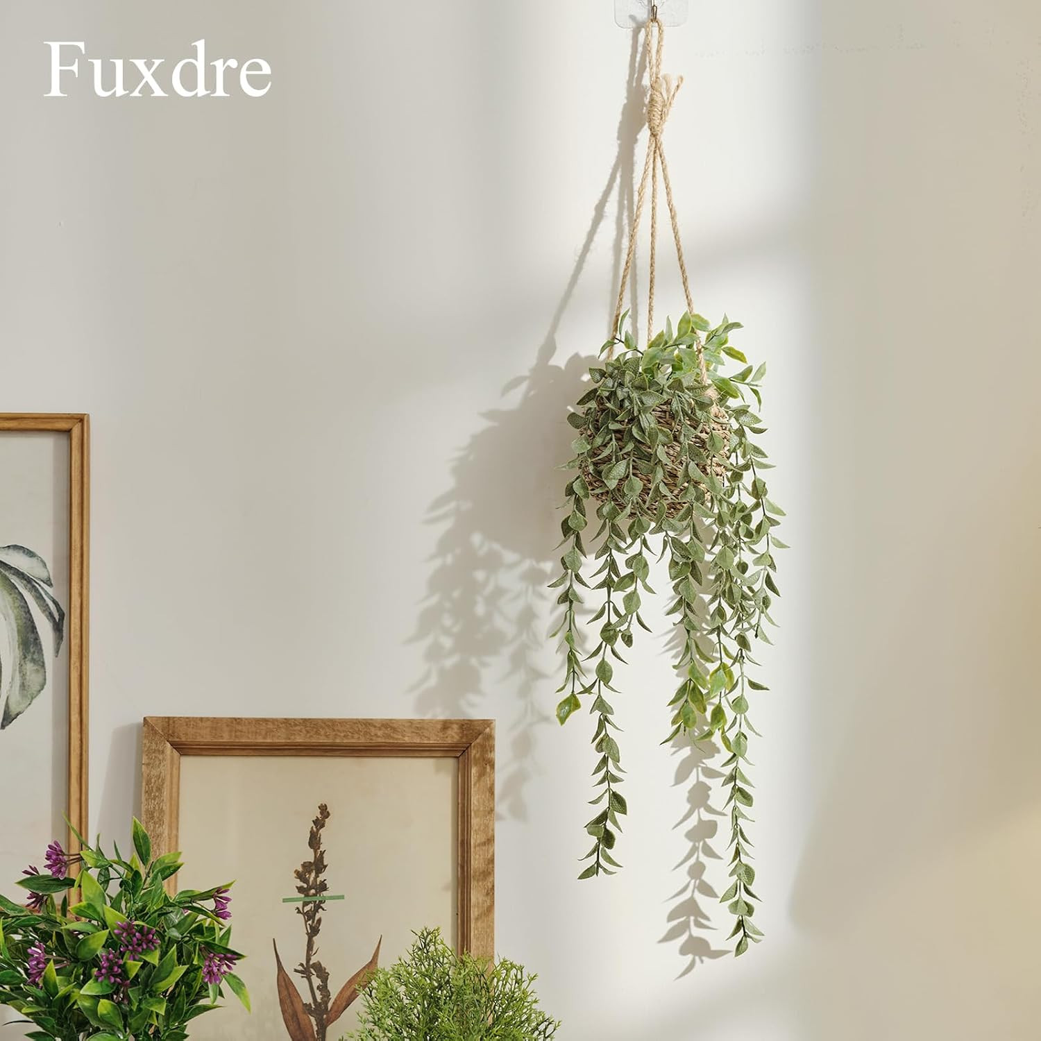 3 Pack Mini Artificial Hanging Greenary Fake Hanging Plants in Basket for Wall L