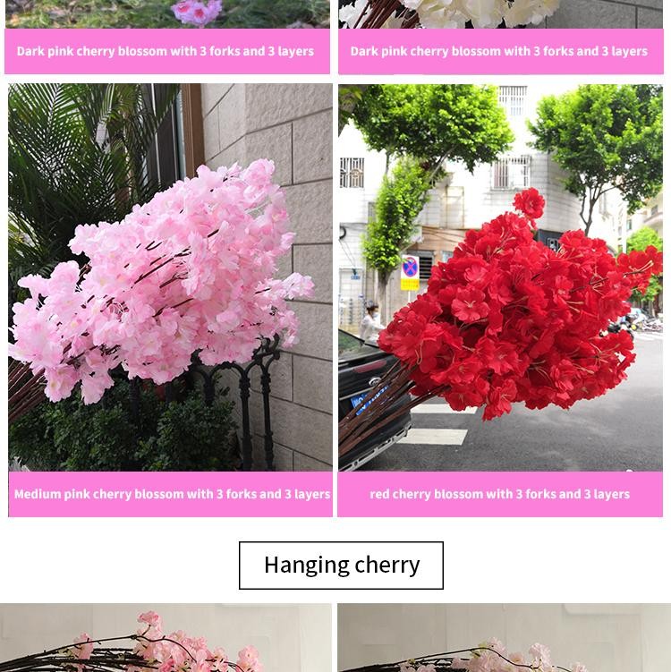 80cm Artificial Cherry Blossom Branch Red Silk Flower Wedding Home Decor Arch