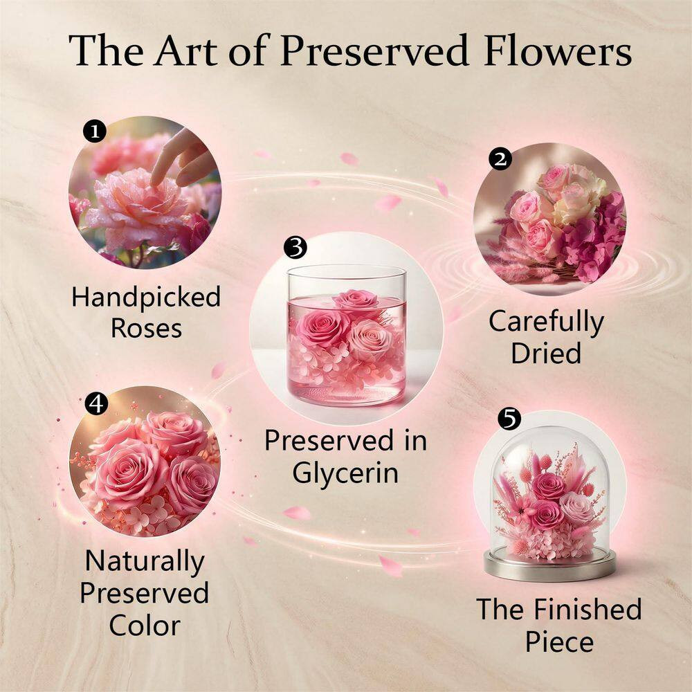 13.4 In. Purple Artificial Preserved Rose Bouquet-Includes Gift Box and Greeting