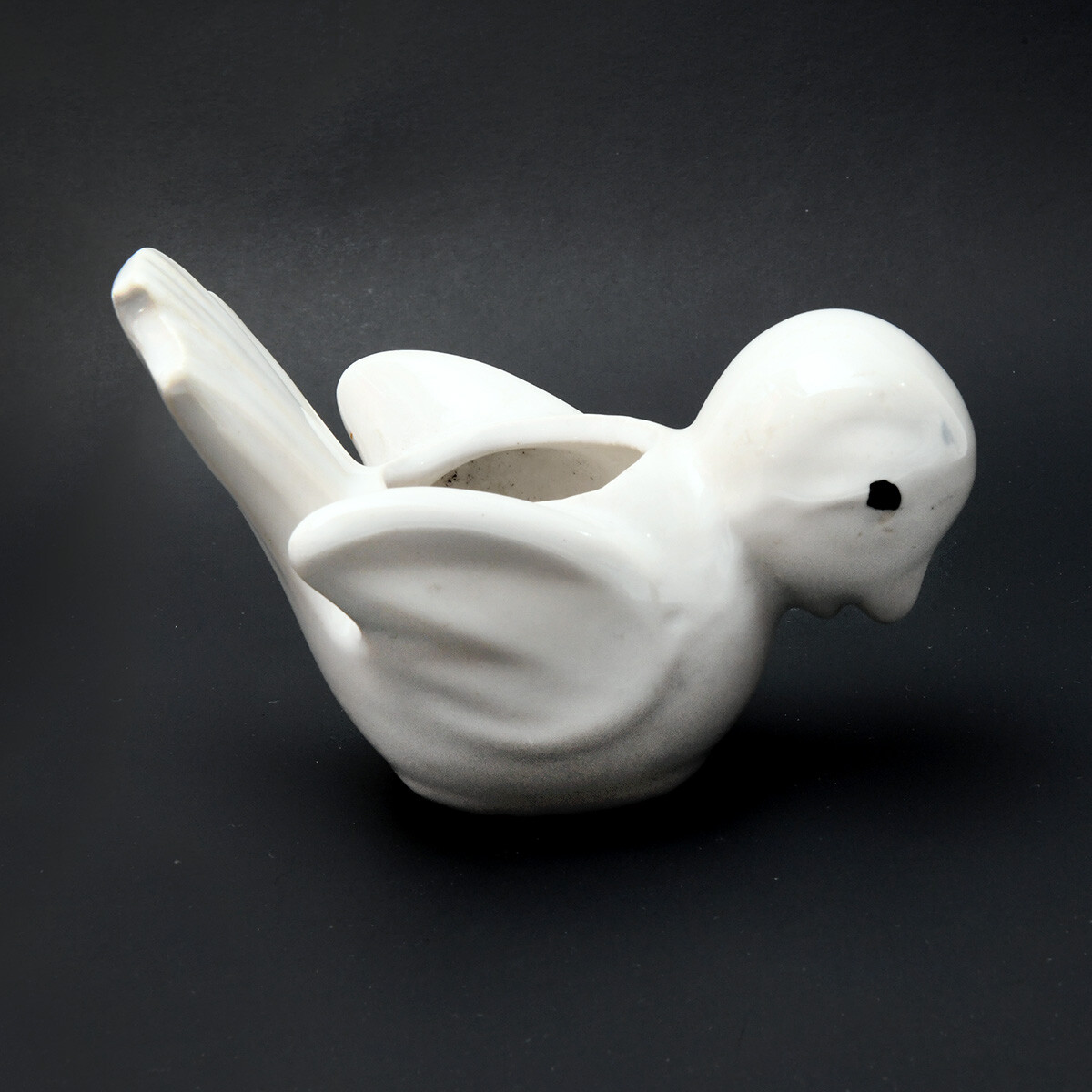 Vintage White Ceramic Bird Planter – 5½” in Length – Very Nice Condition (PM)