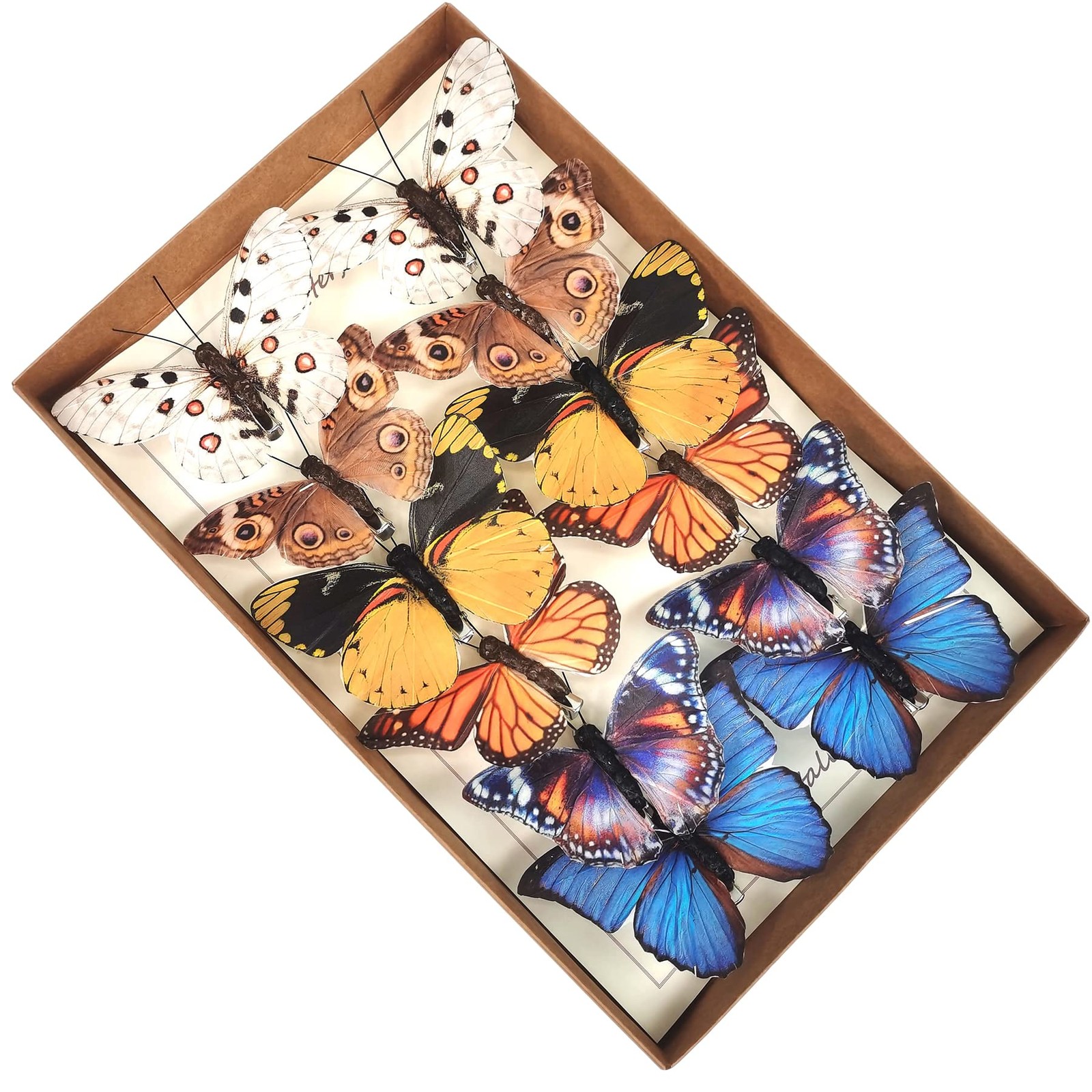 -Feather Fake Butterfly for Craft Decoration Set of 12 with Clip Wedding Home…