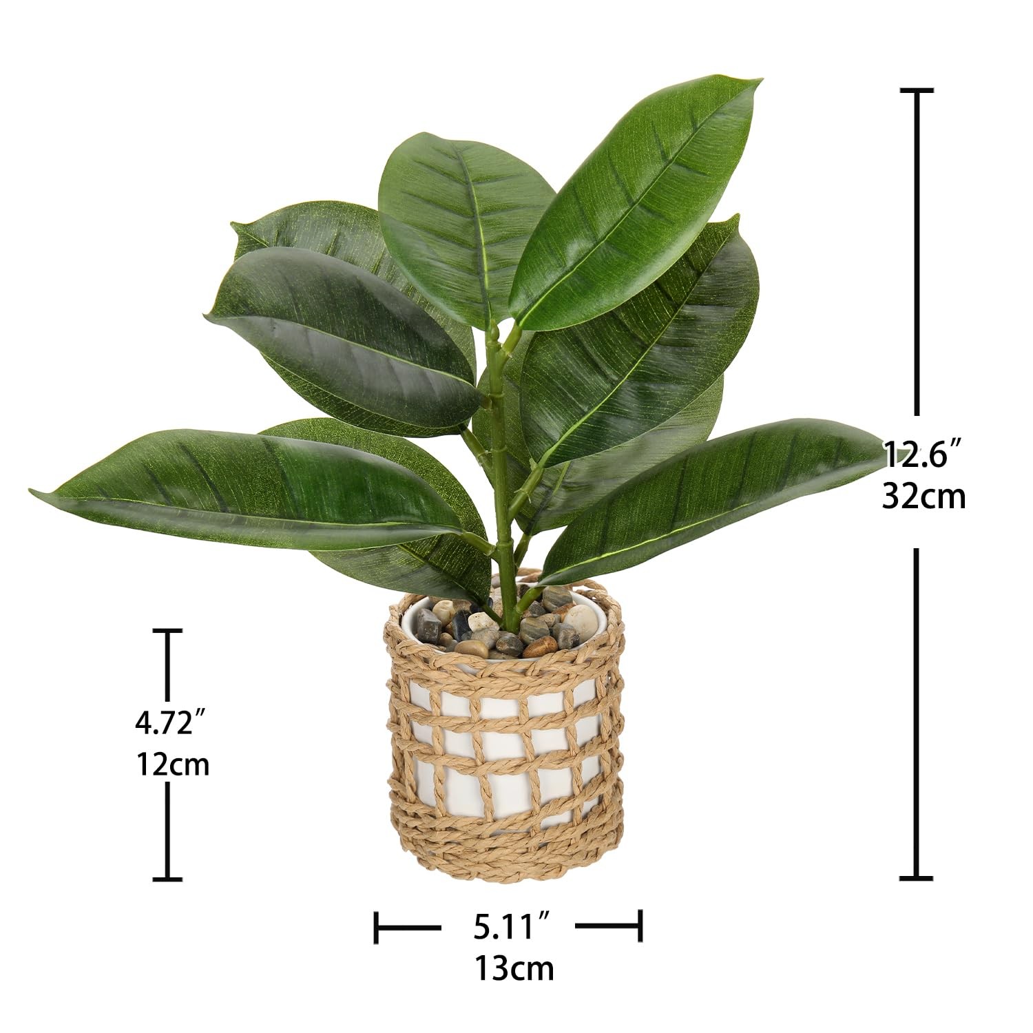 Fake Plants Potted Plant Artificial Realistic Houseplant in White Ceramic Vas…