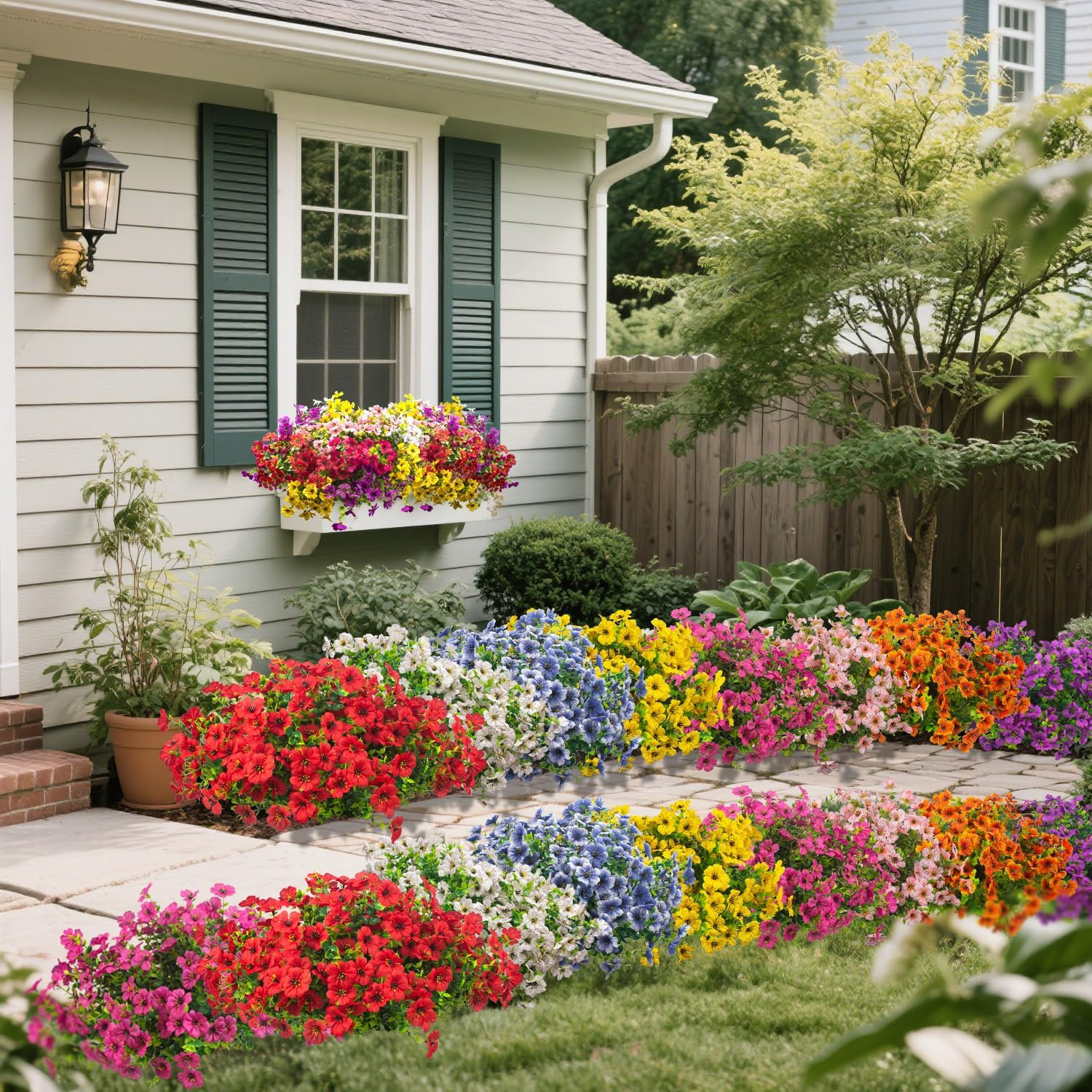 UV Resistant Purple Artificial Flowers – 20 Bundles for Outdoor Decor