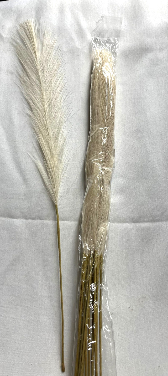 Artificial Floral Feathers- Beige- 12 pc