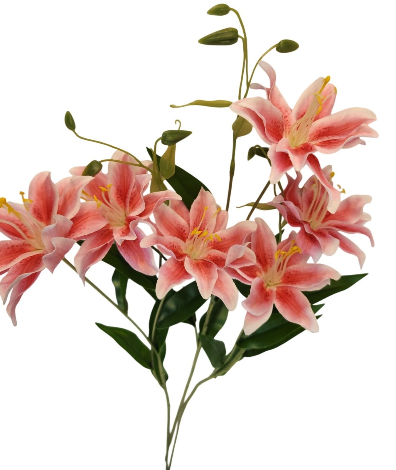 Luxury Artificial Hot Pink Lily Stem 27 Inch | Faux Asiatic Lily with Buds | Sym
