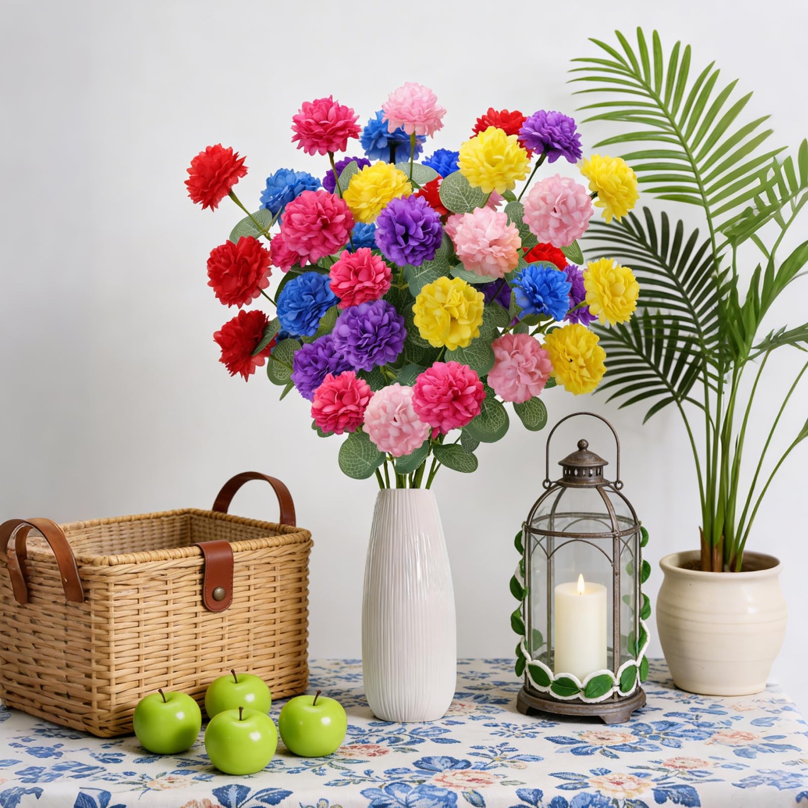 Artificial Spring Flowers with Green Eucalyptus Leaves 12 Pack Colorful Flora…