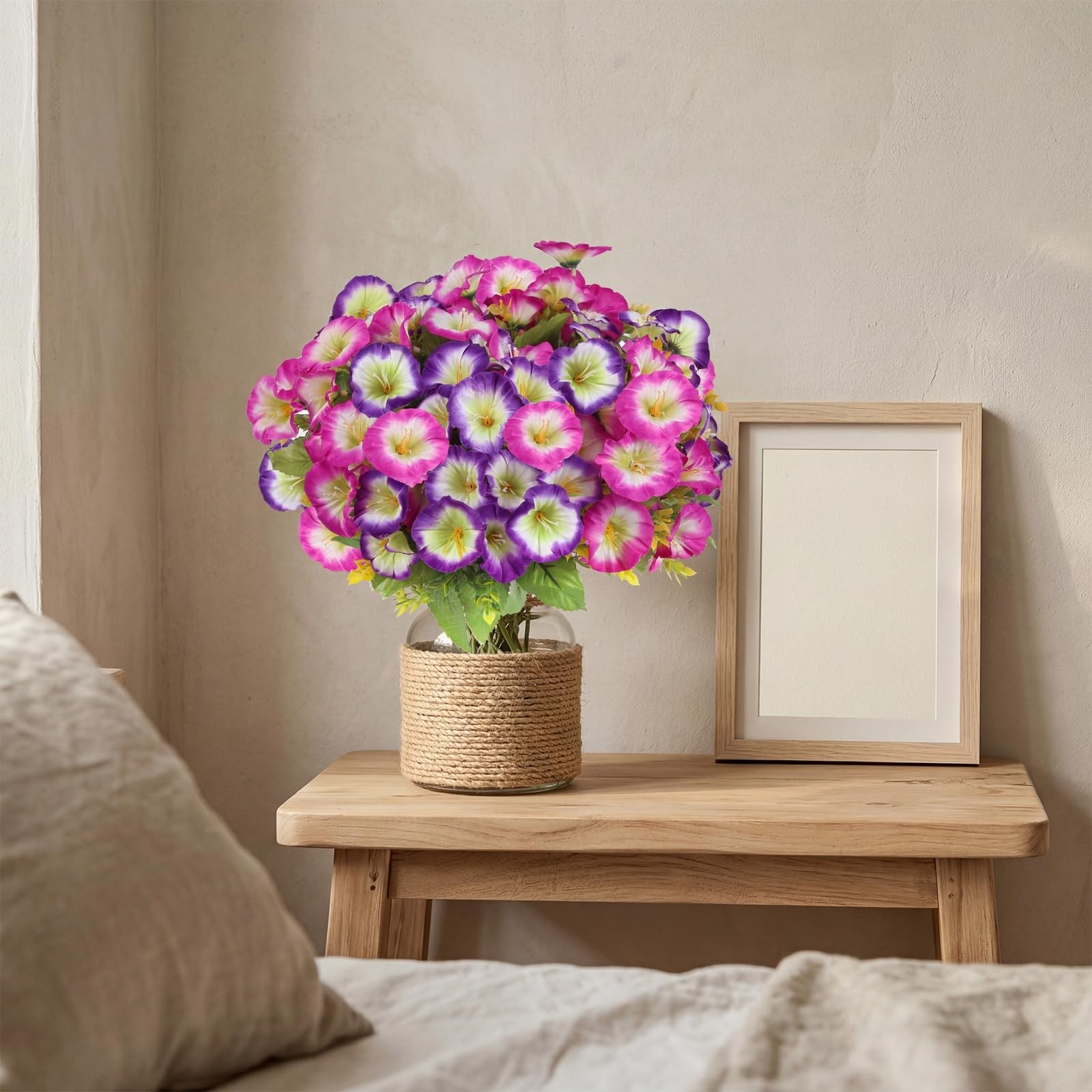 Artificial Flowers for Outdoors Faux Plants Outside Indoor 6 Bundles Silk Mor…