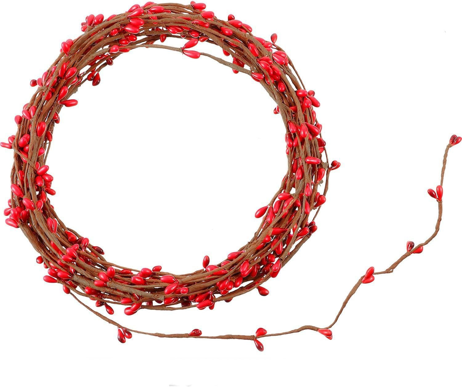 105Feet Double Pip Berry Garland Floral Craft Red White Artificial Pip Berry