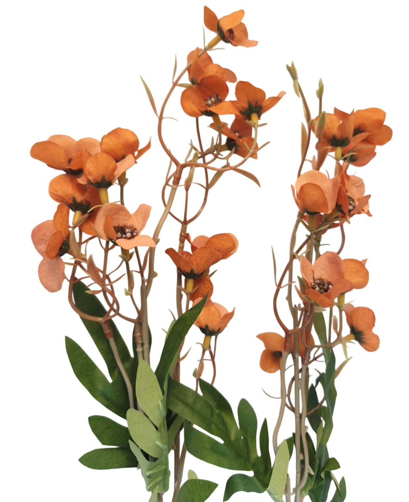 Terracotta Coral Dogwood Stems Faux Wax Flower Burnt Orange Floral Fall Decor 24