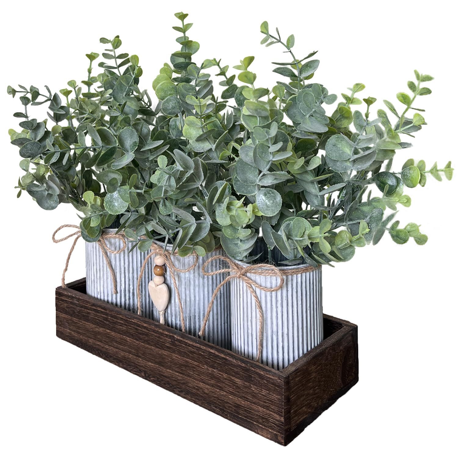 Artificial Flower Decorative Centerpiece Frosty Green Eucalyptus Table Arrang…