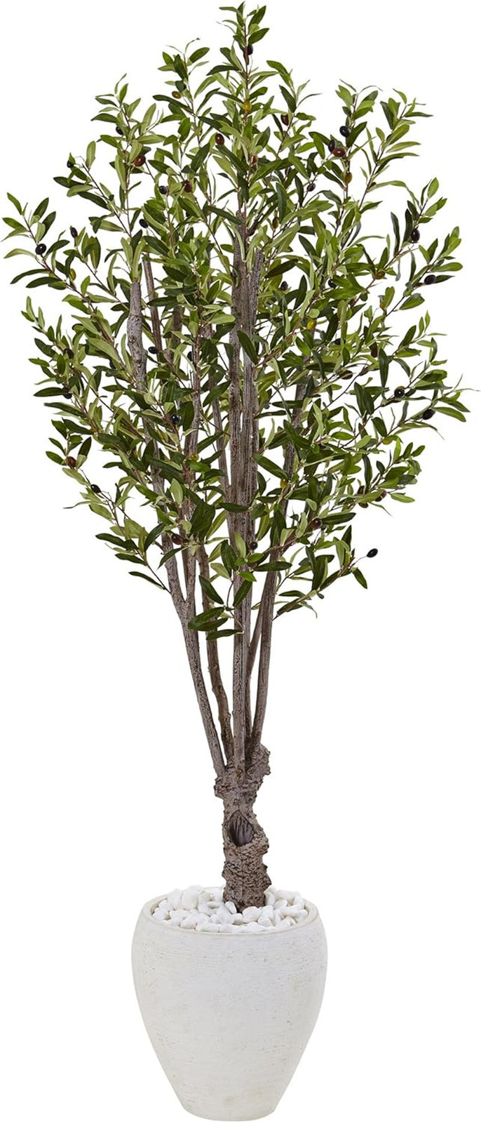 5Ft Olive Artificial Tree in Elegant White Oval Planter for Home Decor