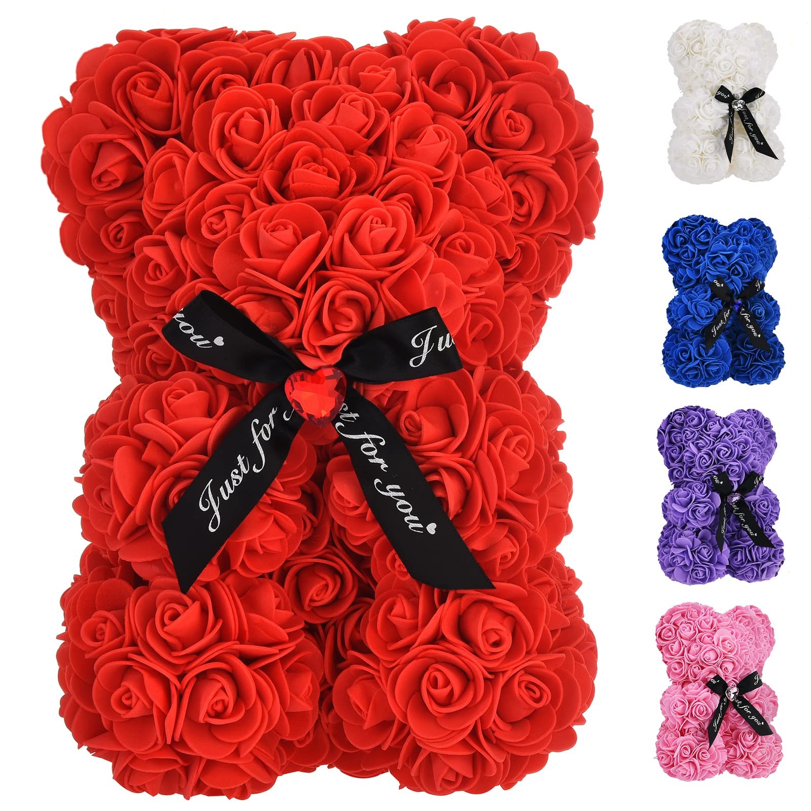Rose Bear Rose Teddy Bear Gifts for Her Mom Mother Hand Made Flower with Lights