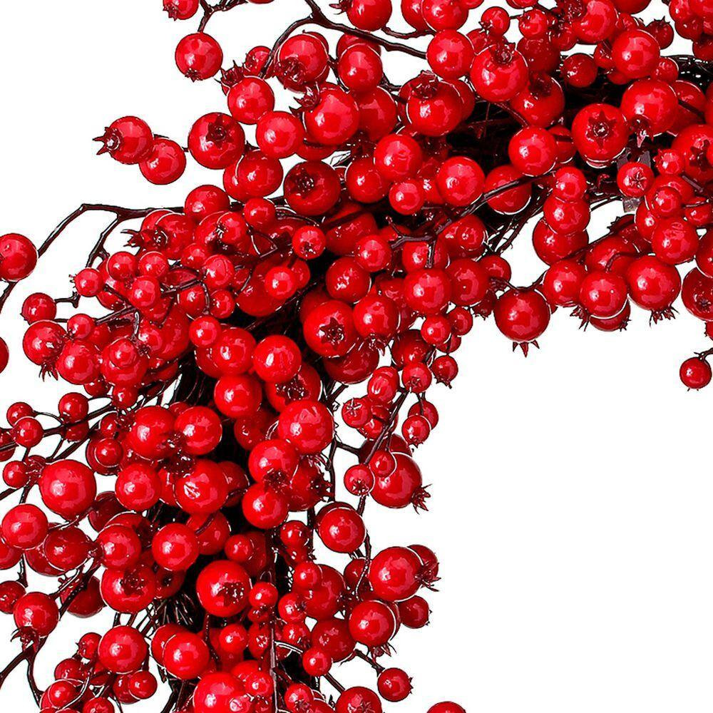 24 In. Red Artificial Waterproof Mixed Size Berry Wreath