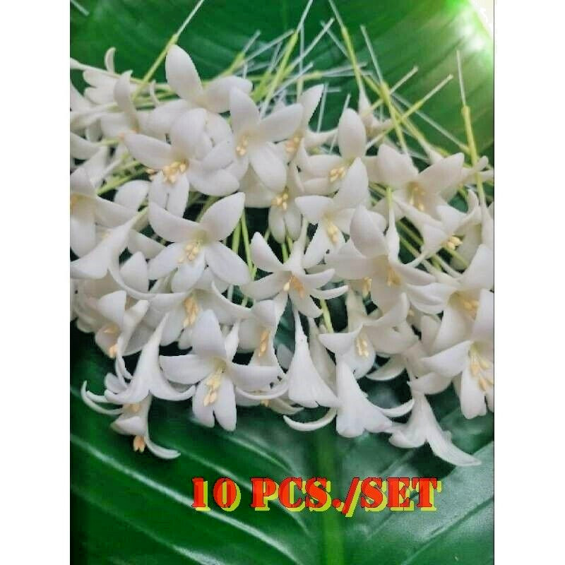 10 Pcs. Indian Cork Flowers Clay Artificial Thai Handmade Decorate Arrangement