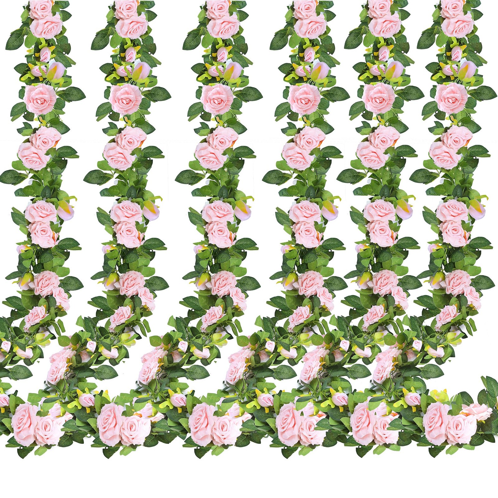 Sggvecsy 6Pcs 46.5Ft Artificial Rose Vine Fake Flower Garland Floral Garland …