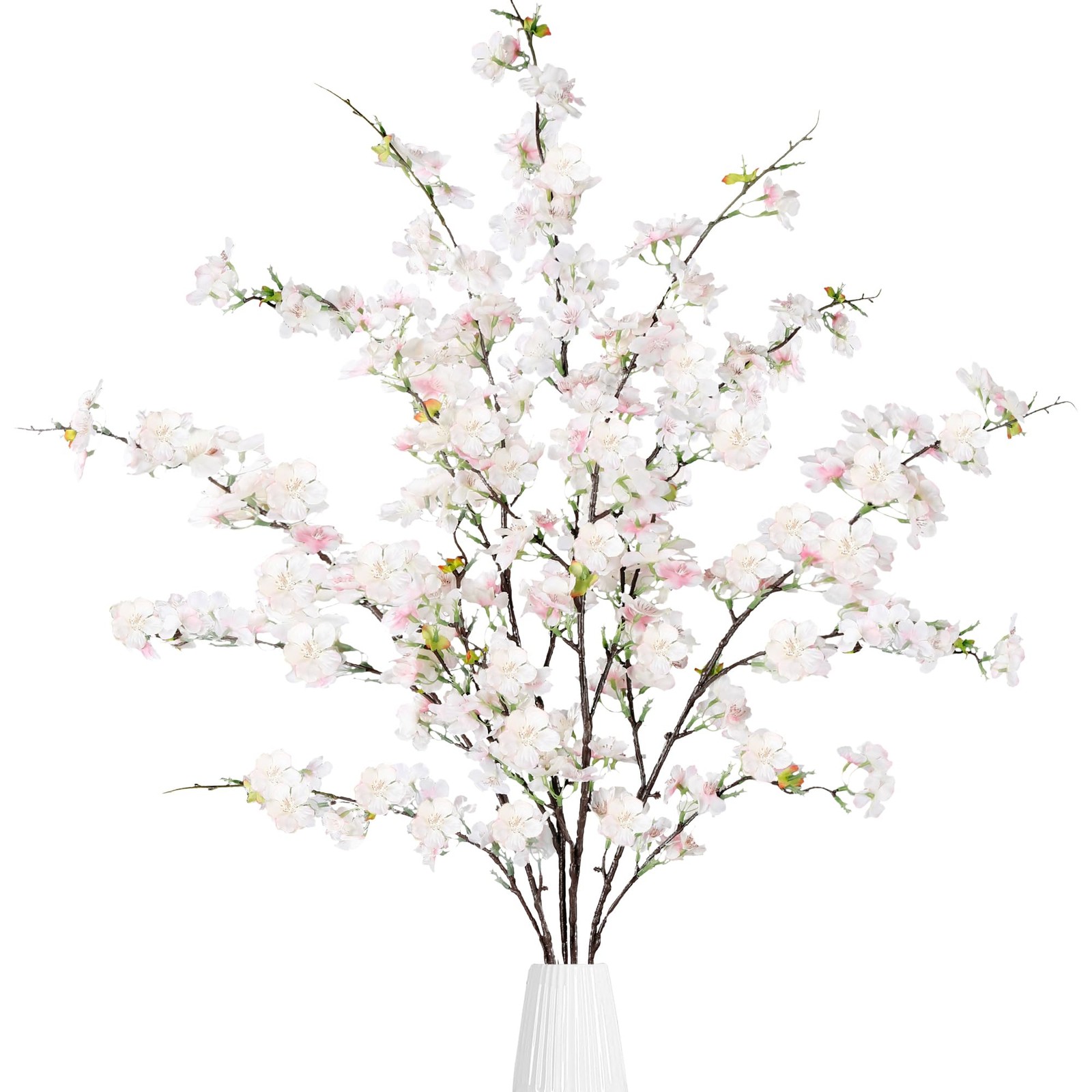 Artificial Cherry Blossom Stems 43 Inch Faux Silk Flowers Light Pink Vase Decor