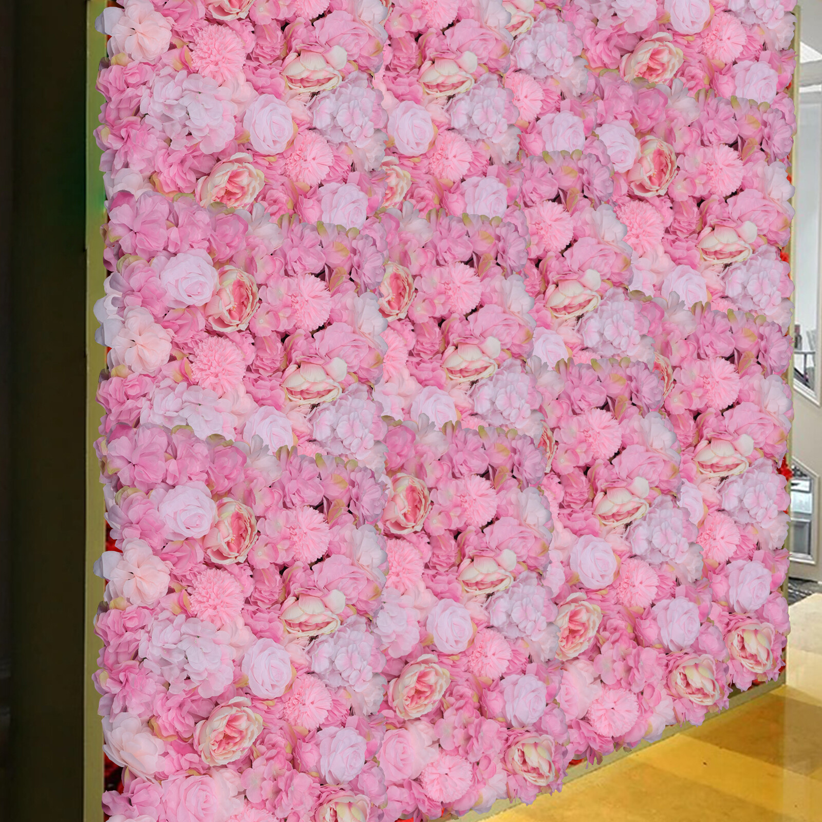 6X Artificial Silk Flower Wall Panel Wedding Party Floral Decor Venue Background