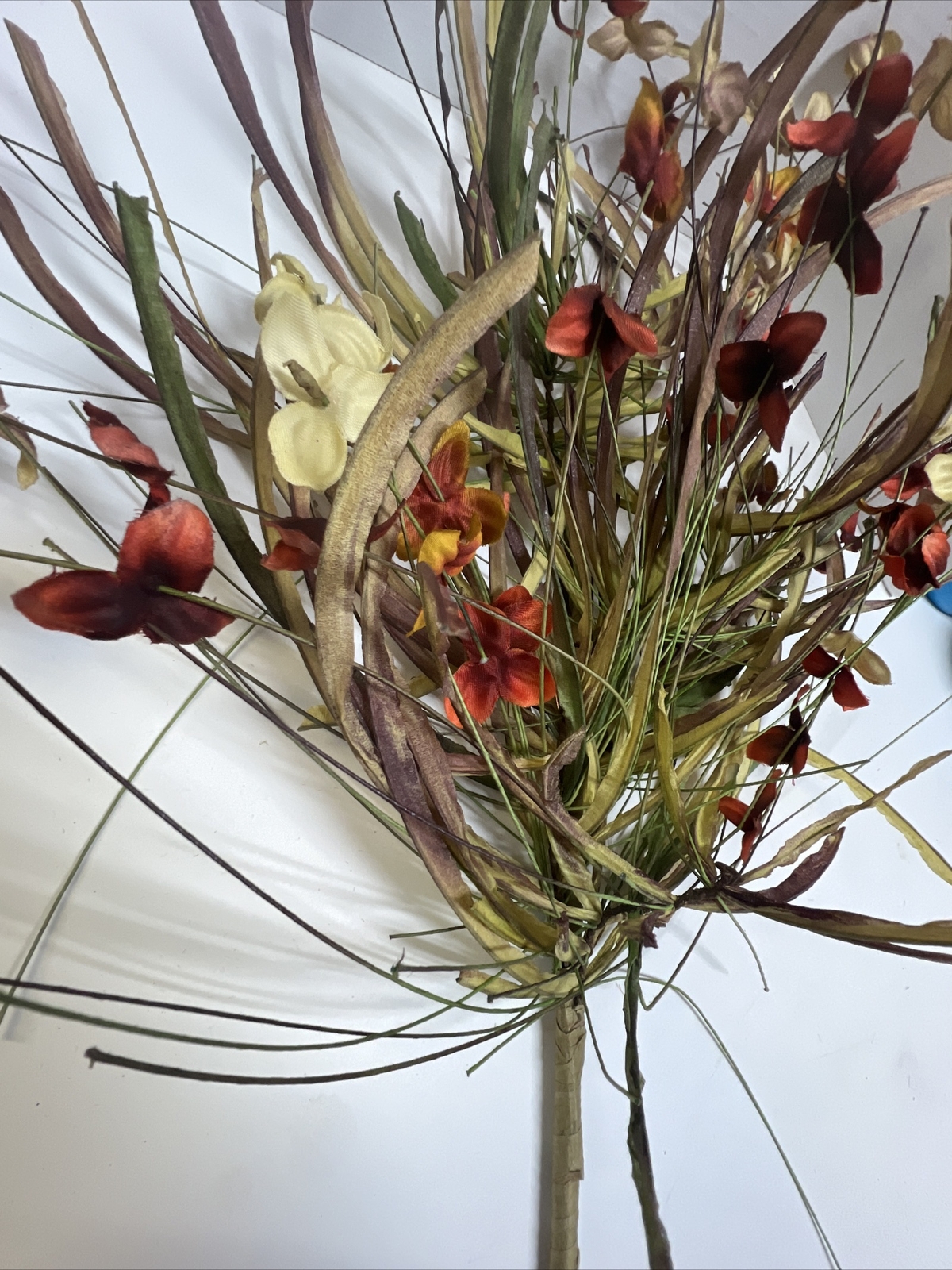 Fall Flower Bouquet Bundle Pic Silk Flowers Pine Leaves Natural Look Large NOS