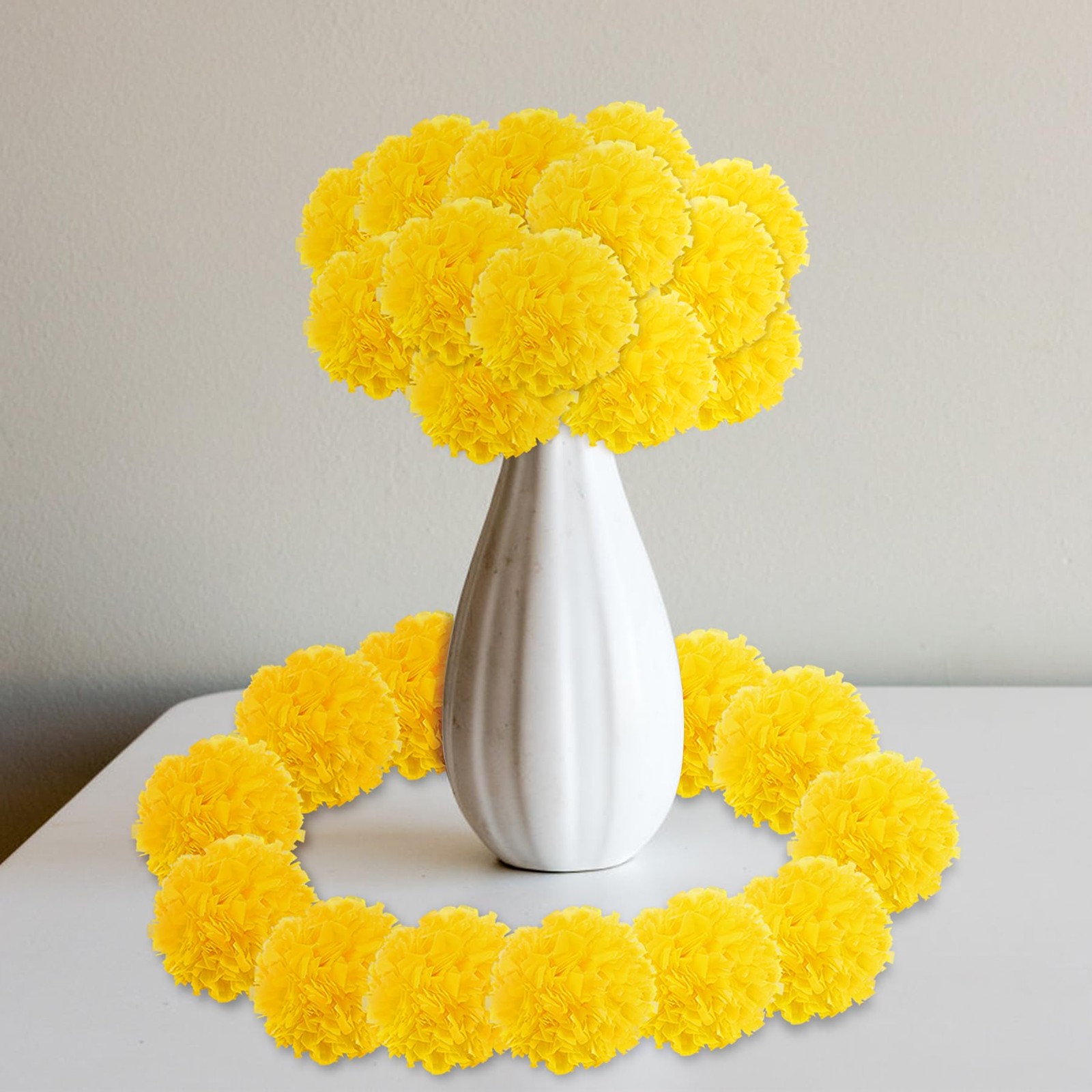 60PCS Diwali Marigold Flower Heads with Stems,Artificial Marigold Flowers for…