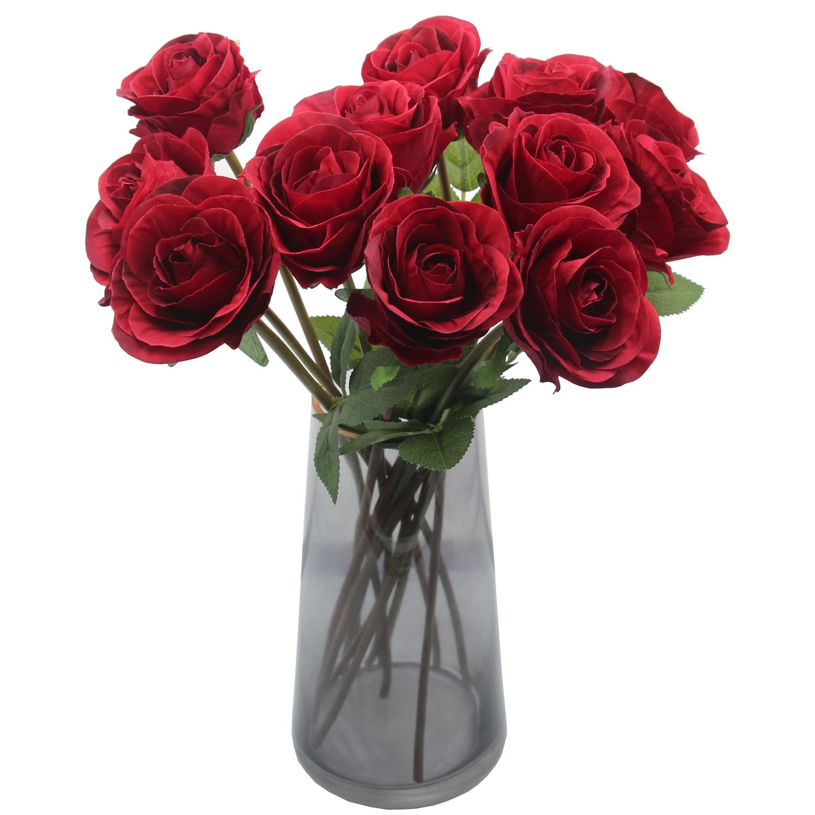 Artificial Roses Flowers for Flower Arrangement, 12 Pcs Silk Red Rose Bouquet…