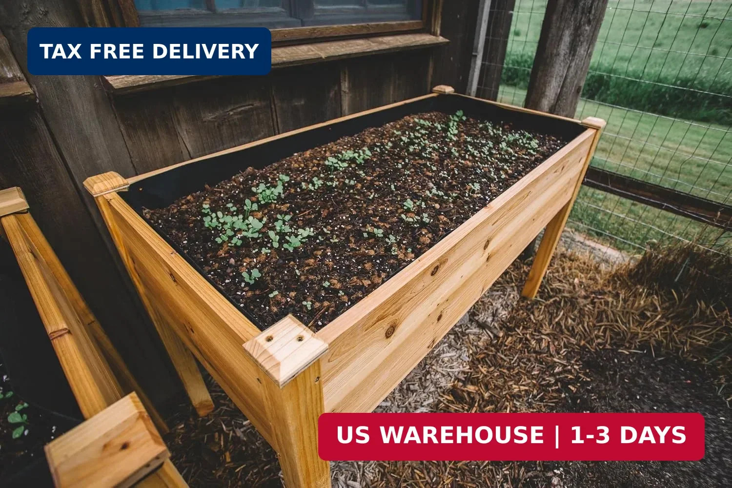 Backyard Expressions Wooden Raised Garden Bed|Elevated Planter Box with Included