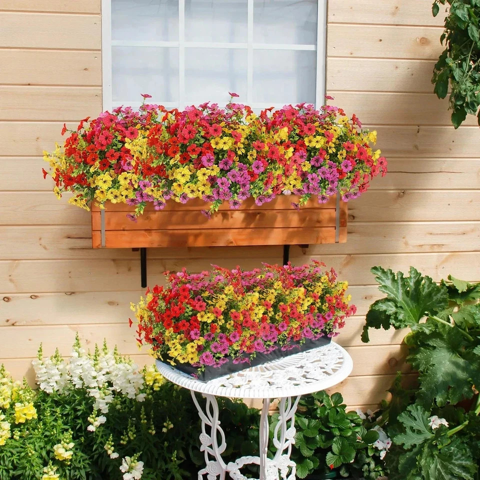 Artificial Flowers for Outdoors 12 Bundles Realistic Faux Plants UV Resistant…